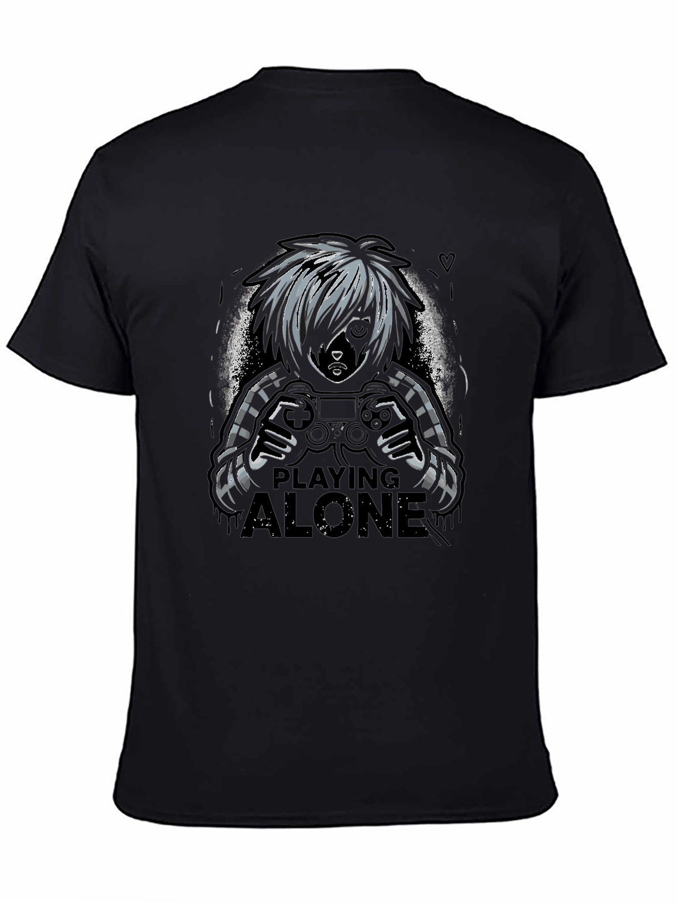 Gamer Playing Alone Black T-Shirt