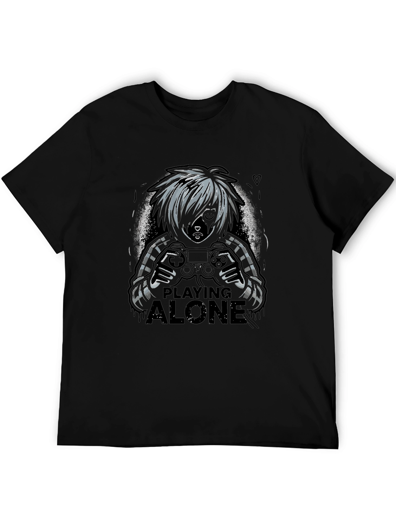 Gamer Playing Alone Black T-Shirt