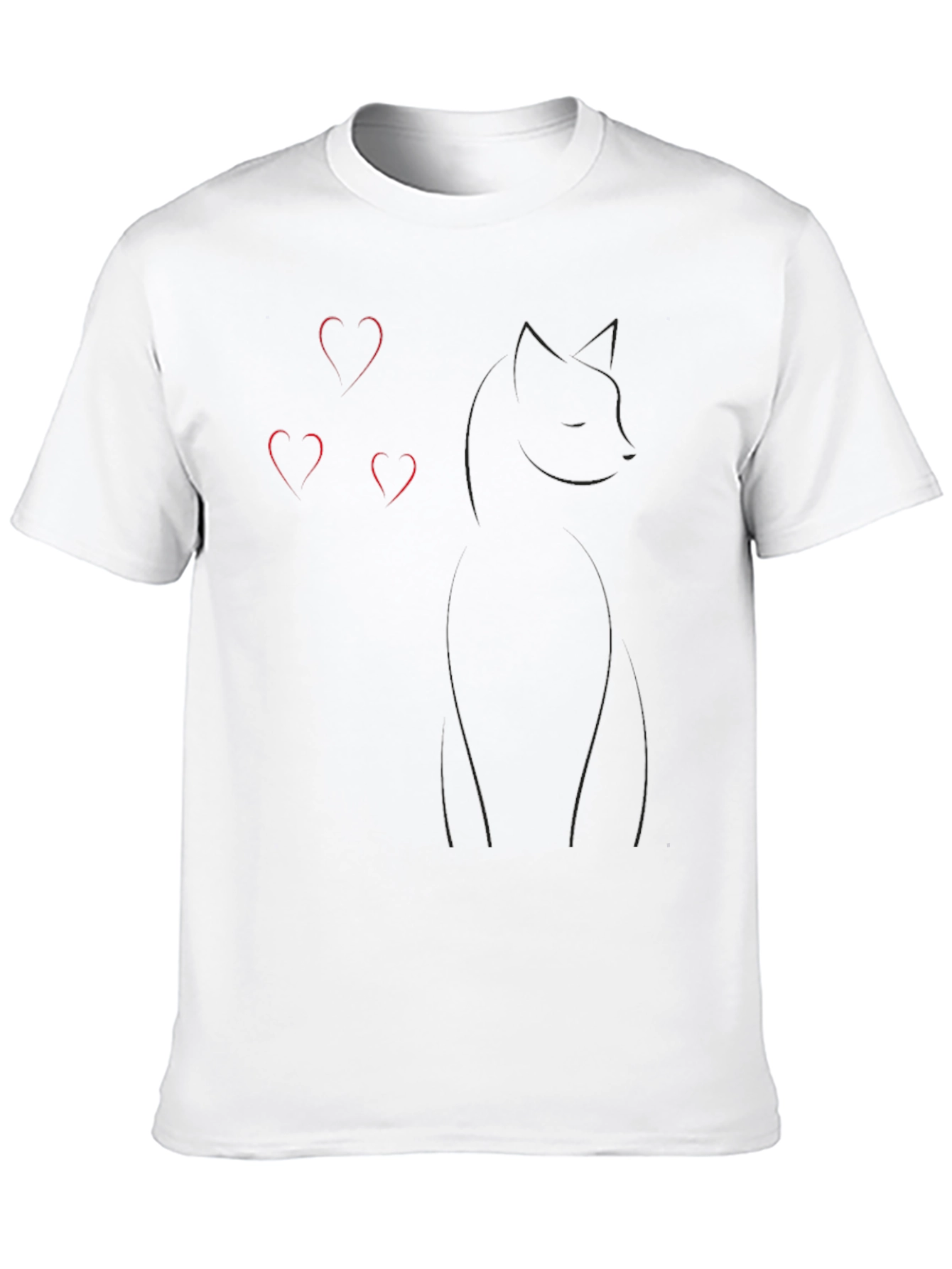 Black Cat Heart T-Shirt Casual Cotton Tee