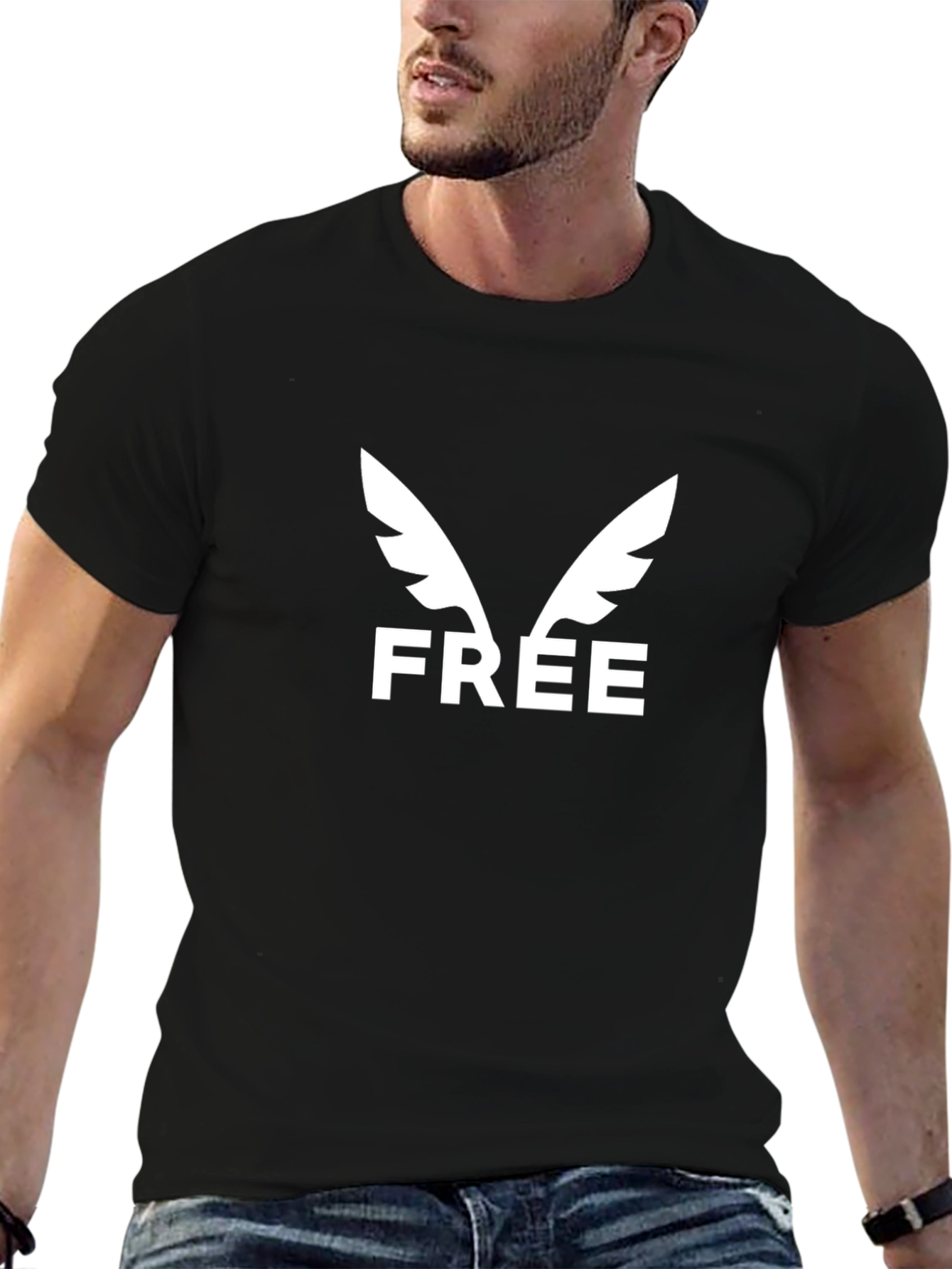 Free Wings Black Graphic Tee - Stylish & Comfy