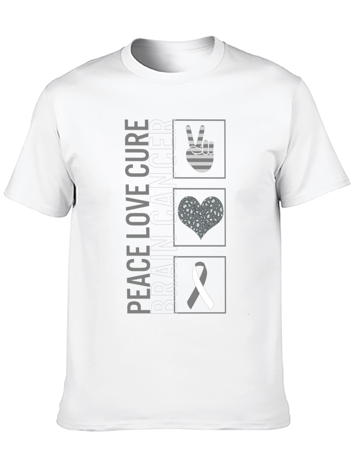 Peace Love Cure Brain Cancer Awareness T-Shirt
