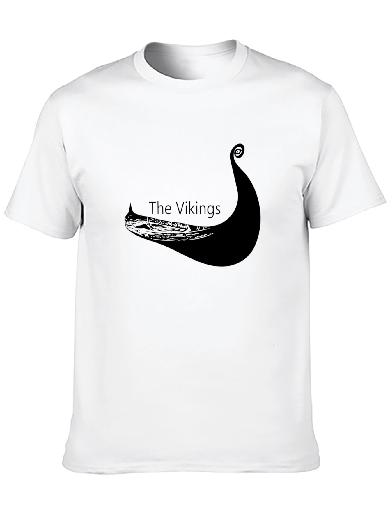 Viking Ship Graphic Tee - Black Cotton T-Shirt