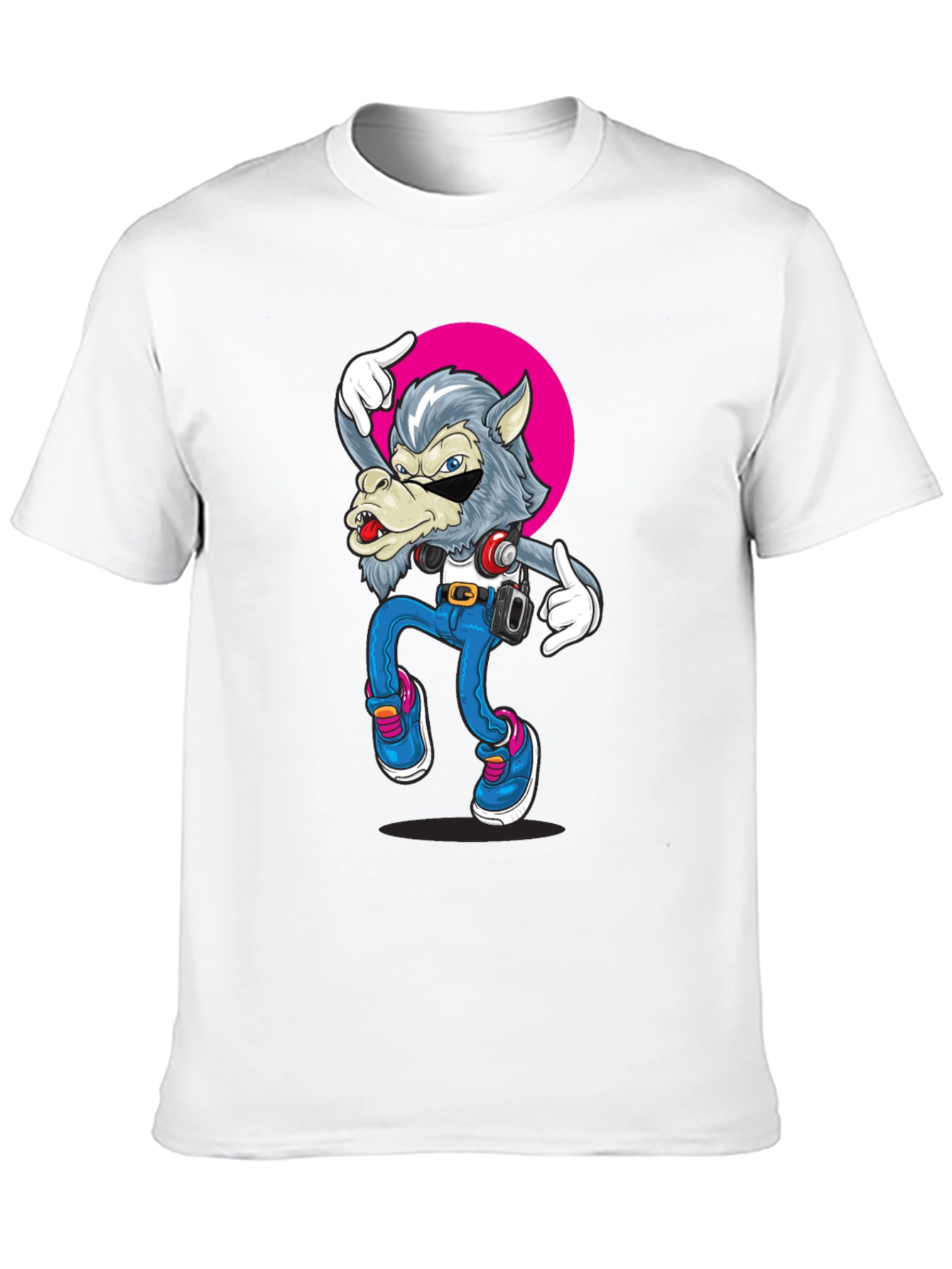 Cool Wolf Graphic Tee - Black Cotton