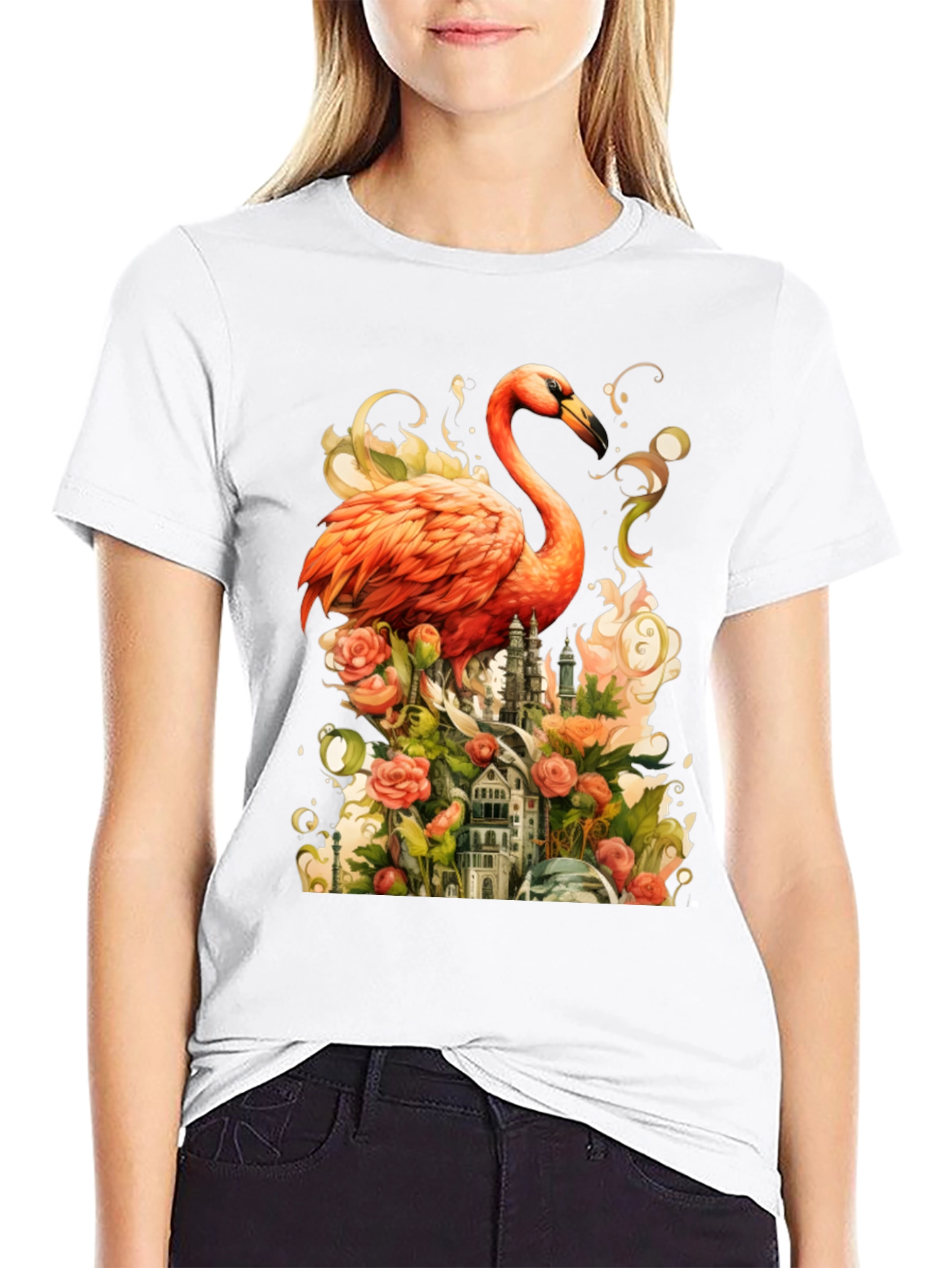 Flamingo Castle Graphic Tee
