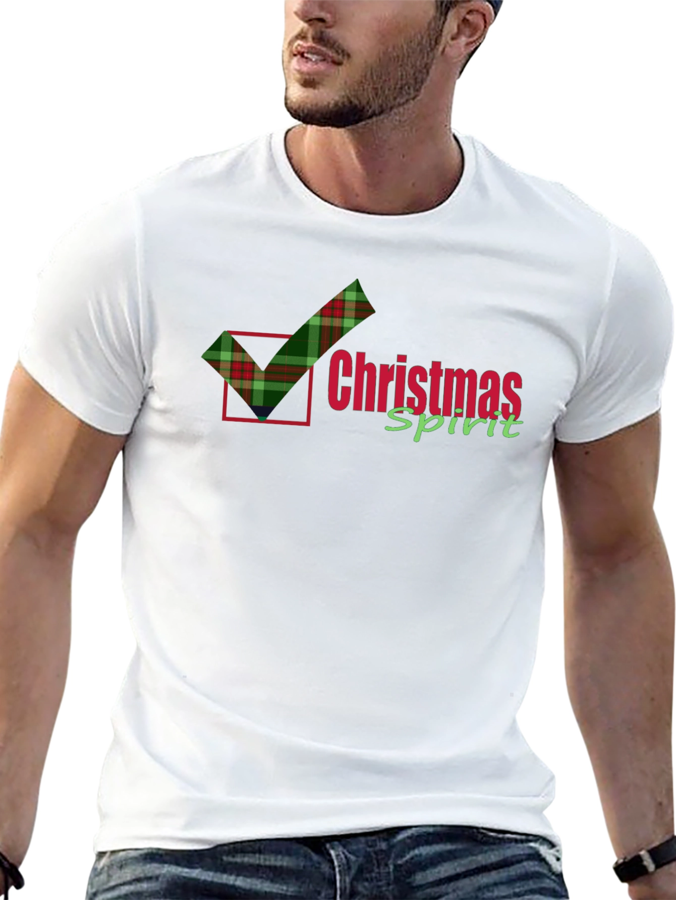 Christmas Spirit Plaid Check T-Shirt