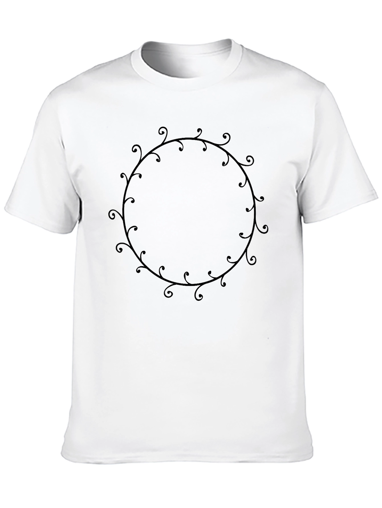 Black T-Shirt with Ornamental Circle Design