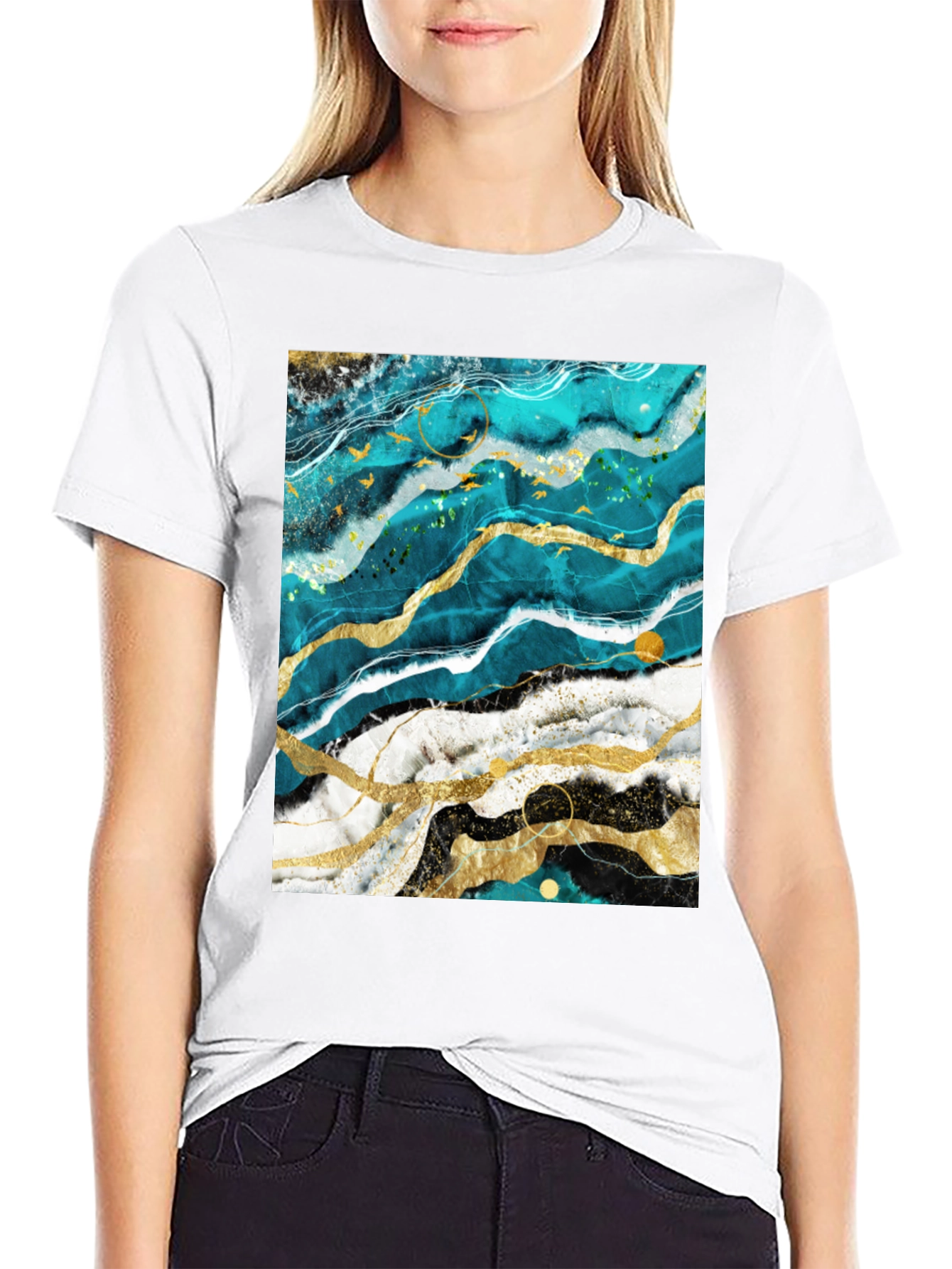 Abstract Marble Graphic Black T-Shirt