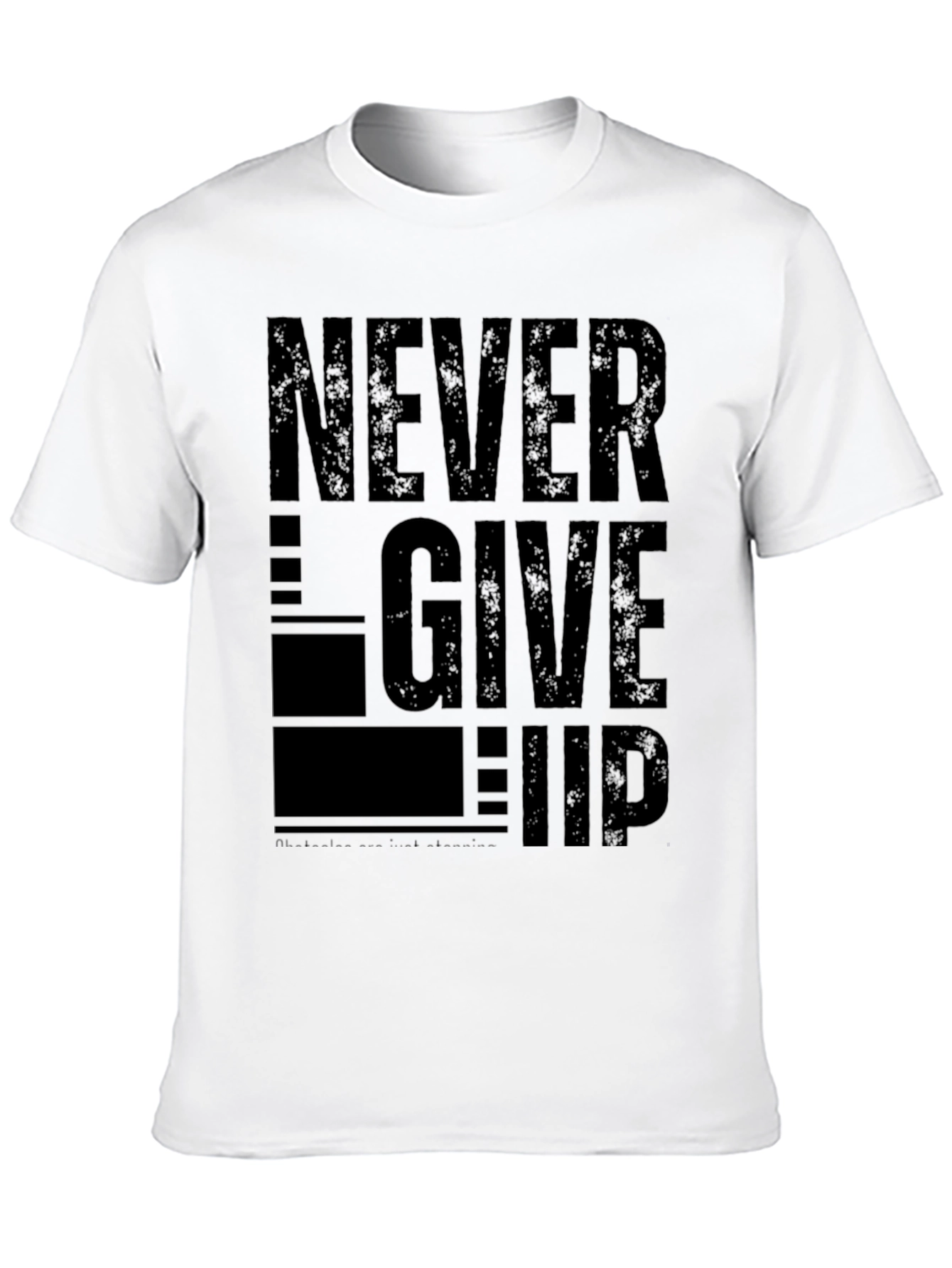 Never Give Up Graphic Print Tee - Black