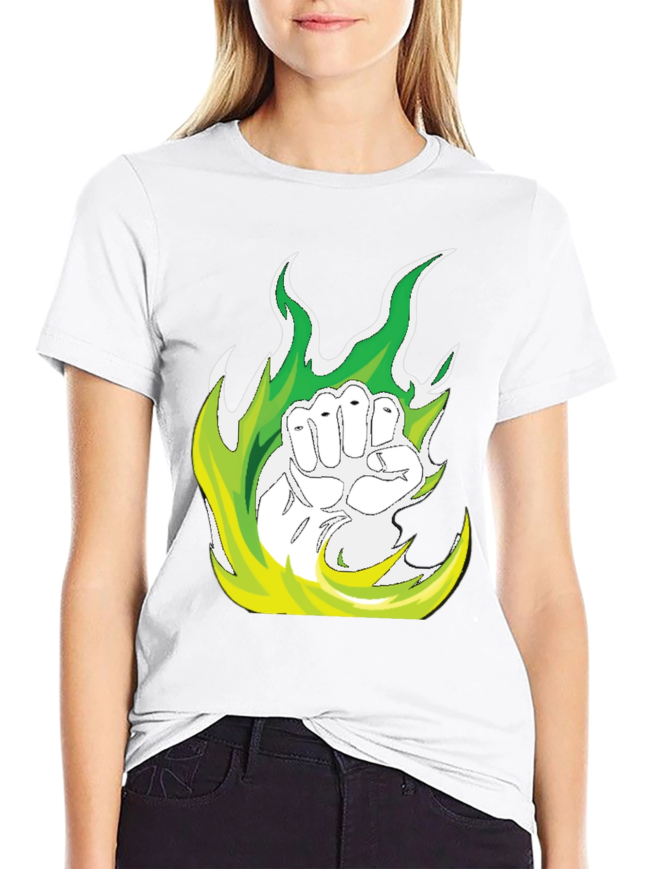Fiery Fist Graphic Tee - Black Cotton T-Shirt