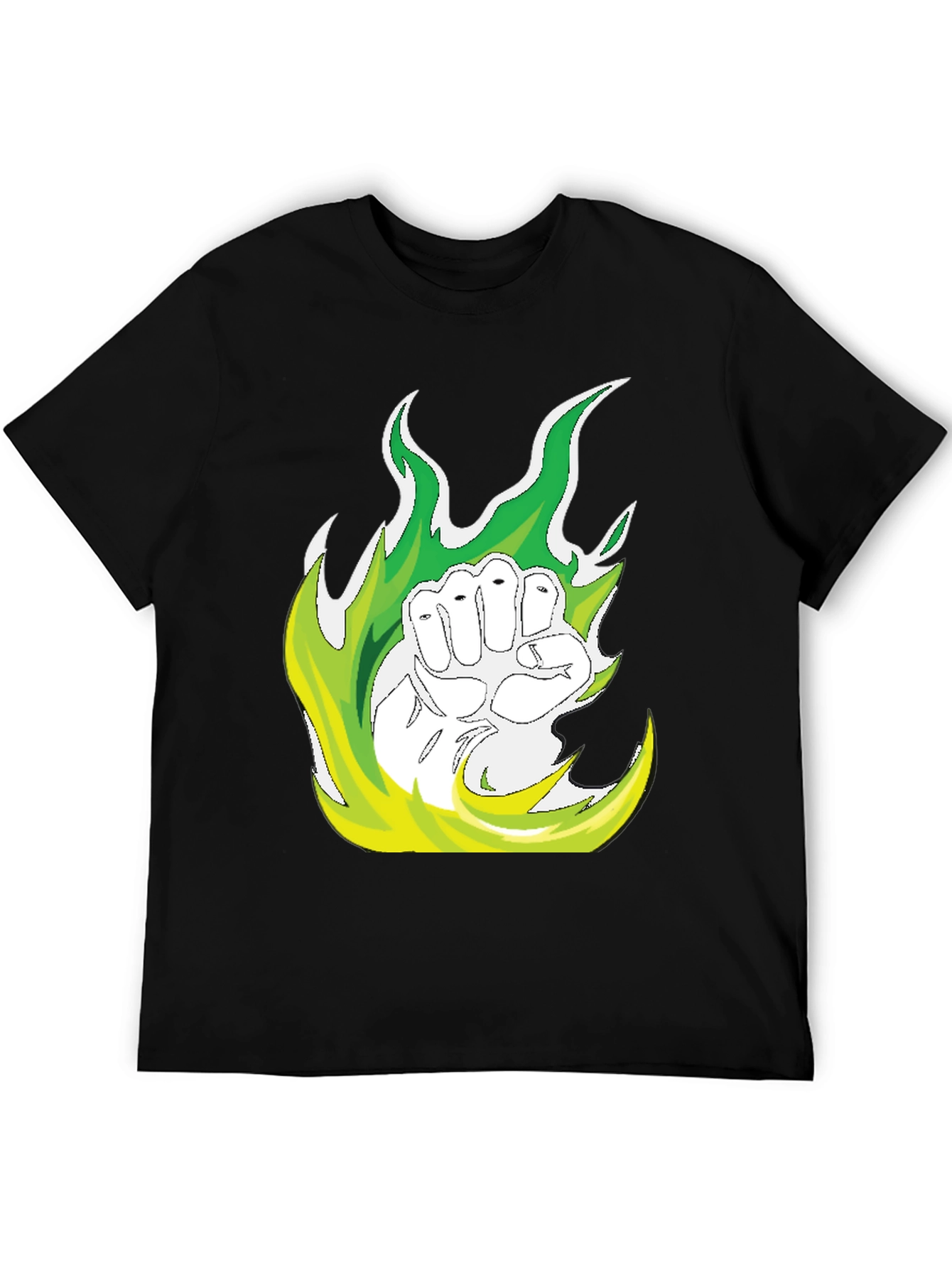 Fiery Fist Graphic Tee - Black Cotton T-Shirt