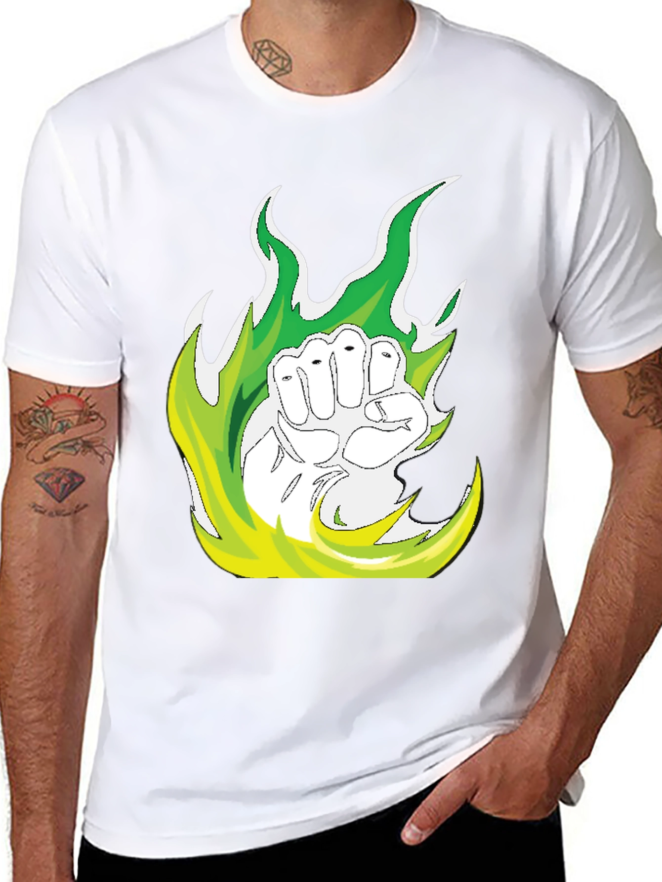 Fiery Fist Graphic Tee - Black Cotton T-Shirt