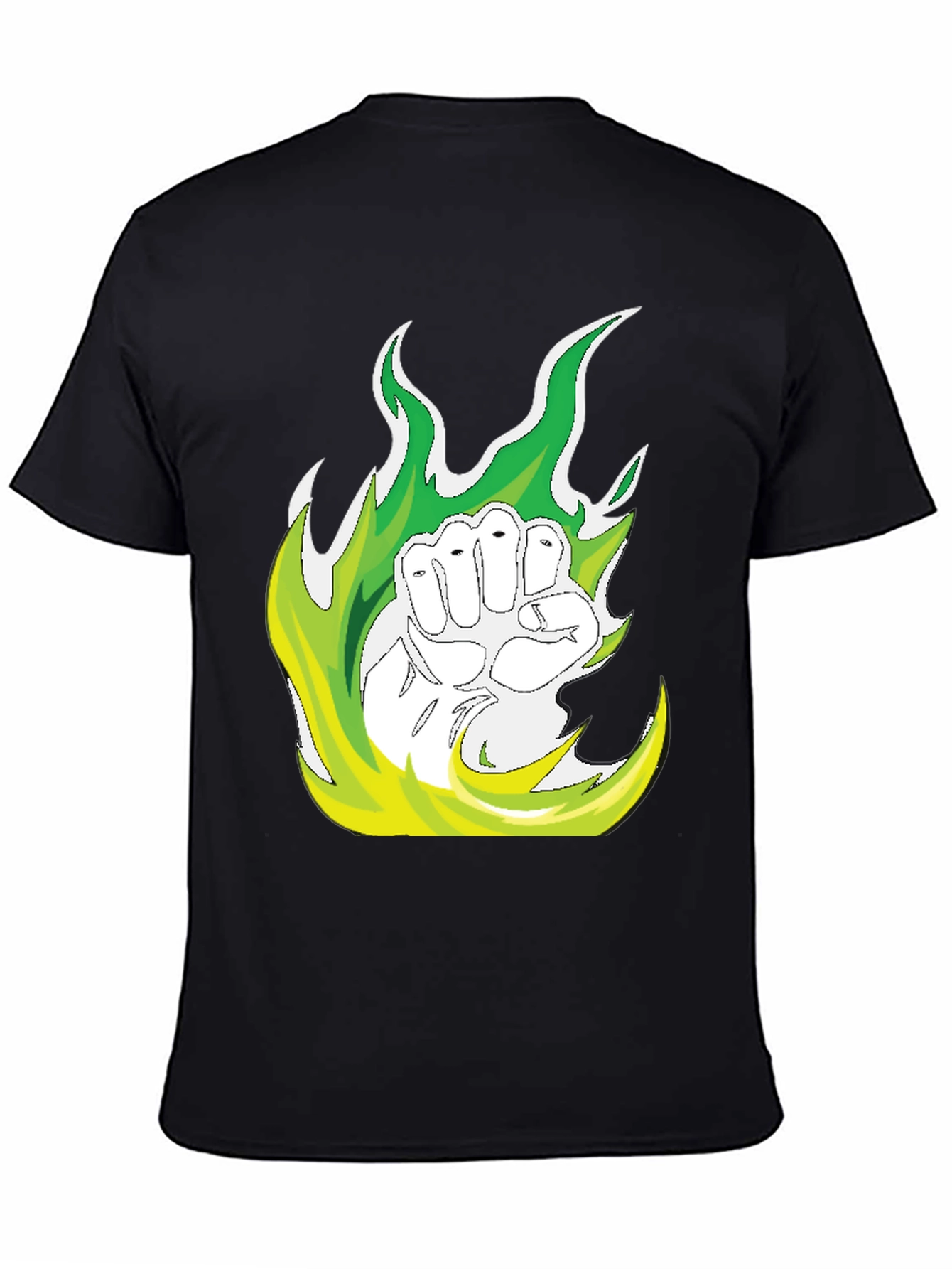 Fiery Fist Graphic Tee - Black Cotton T-Shirt