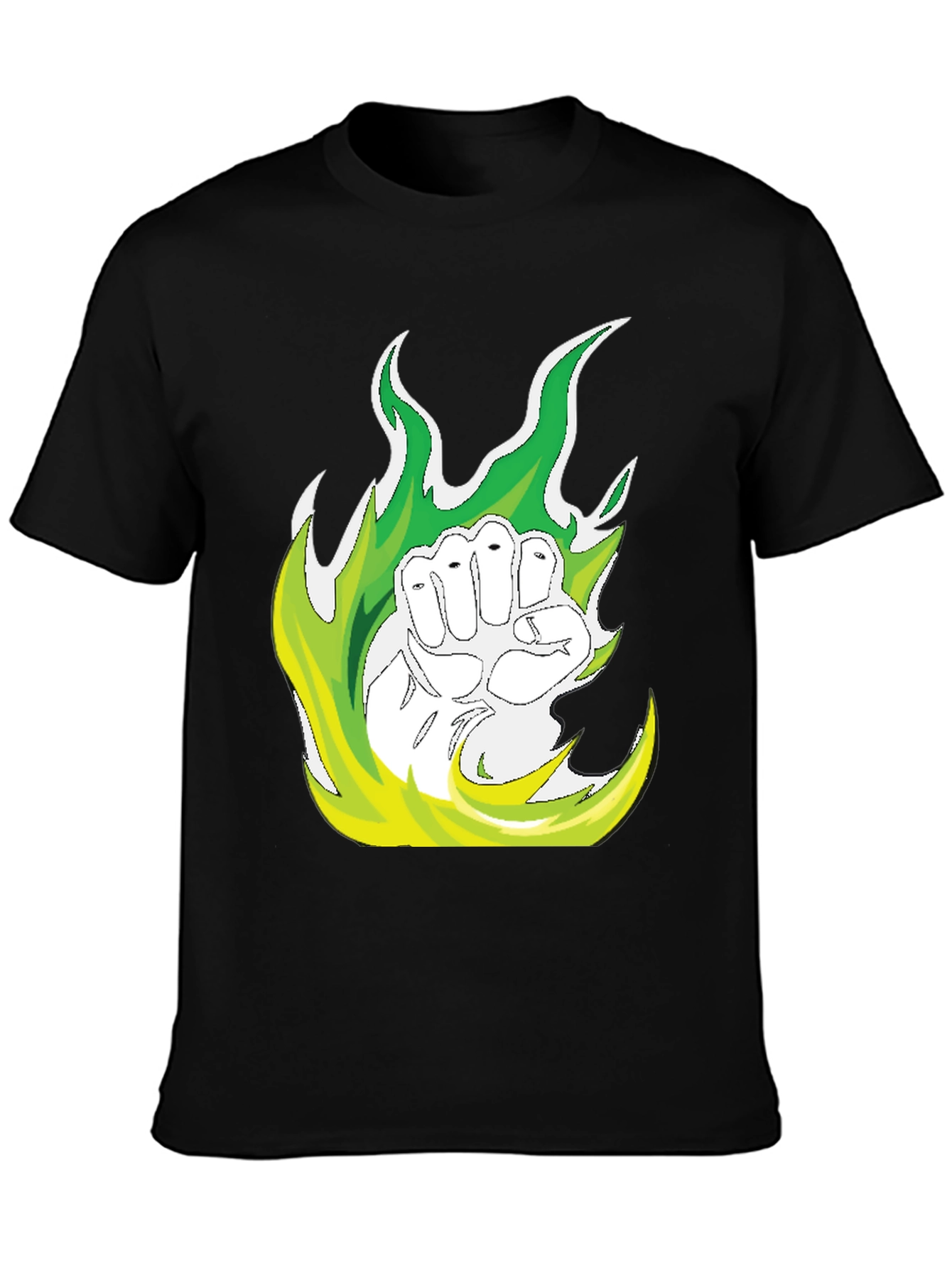Fiery Fist Graphic Tee - Black Cotton T-Shirt