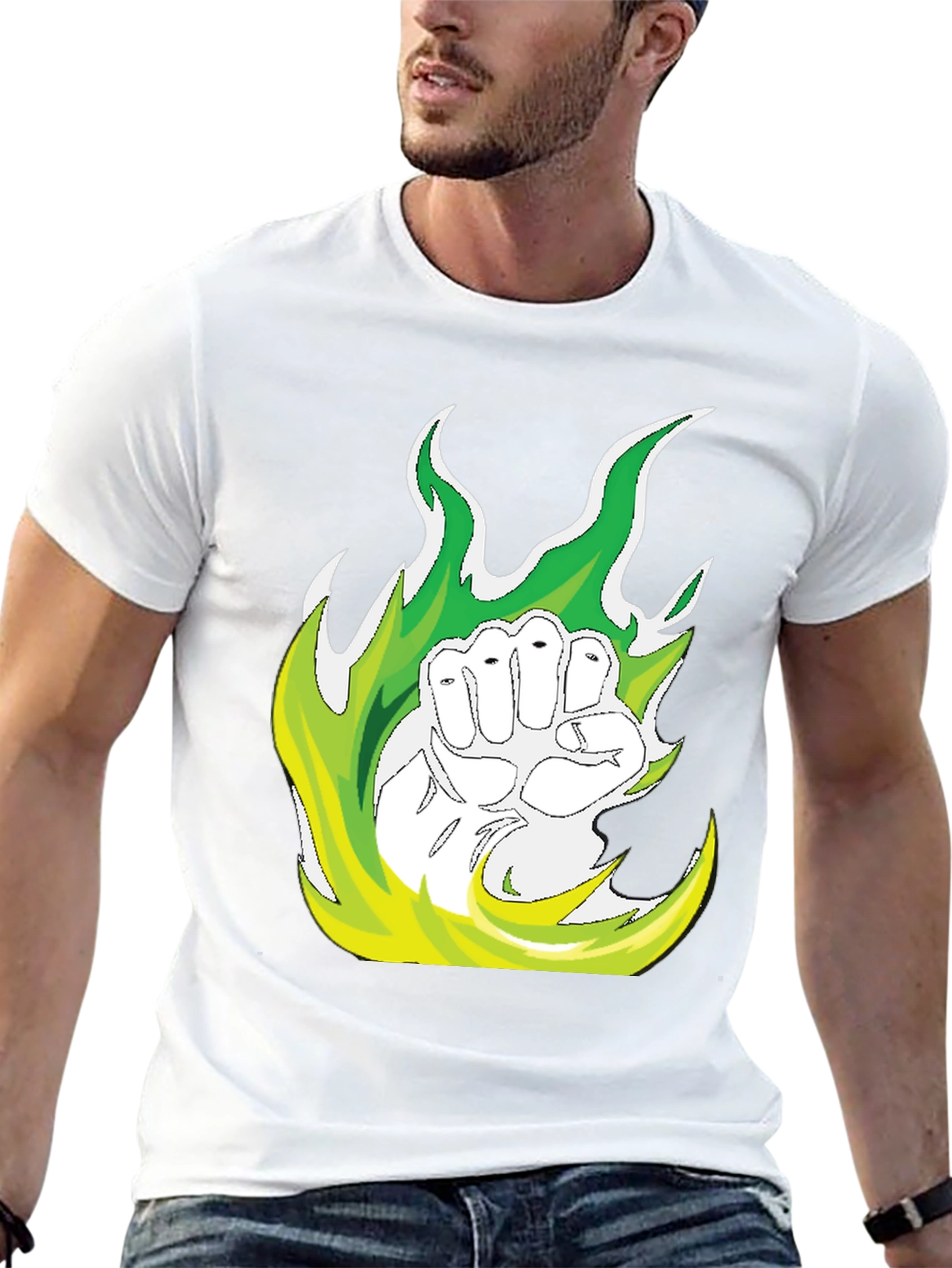 Fiery Fist Graphic Tee - Black Cotton T-Shirt