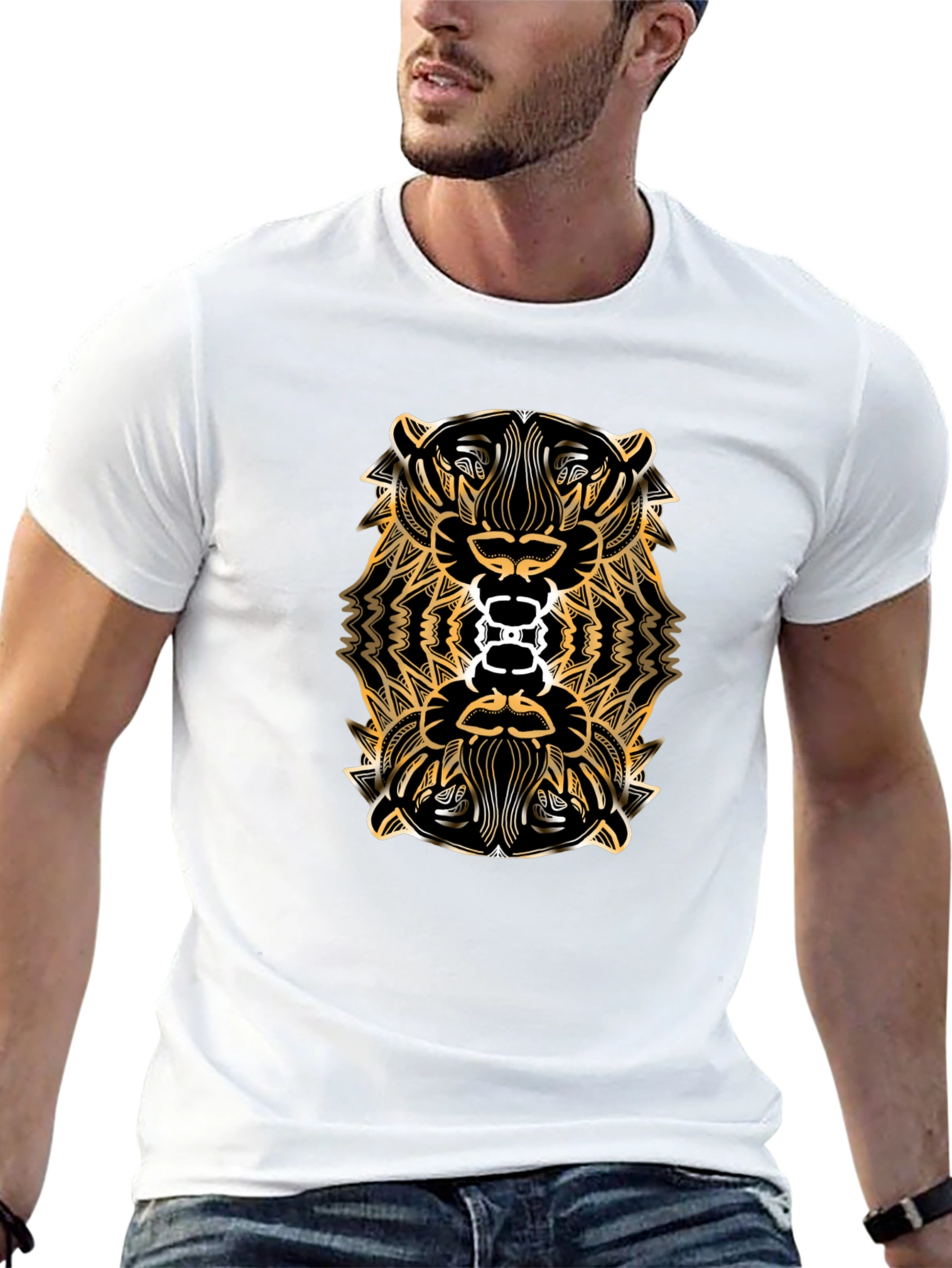 Tribal Tiger Graphic Tee - Black