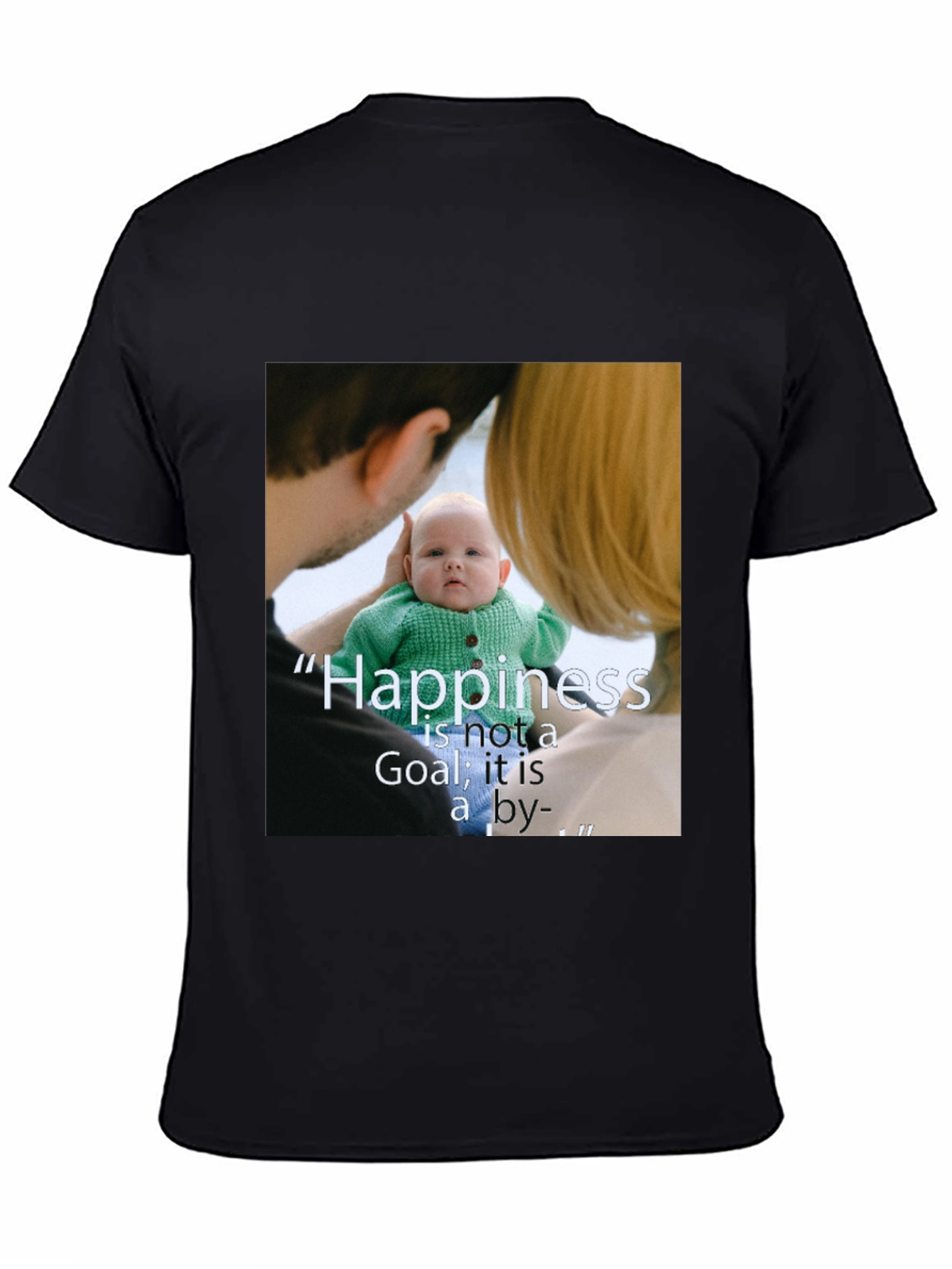 Family Photo Print Black T-Shirt