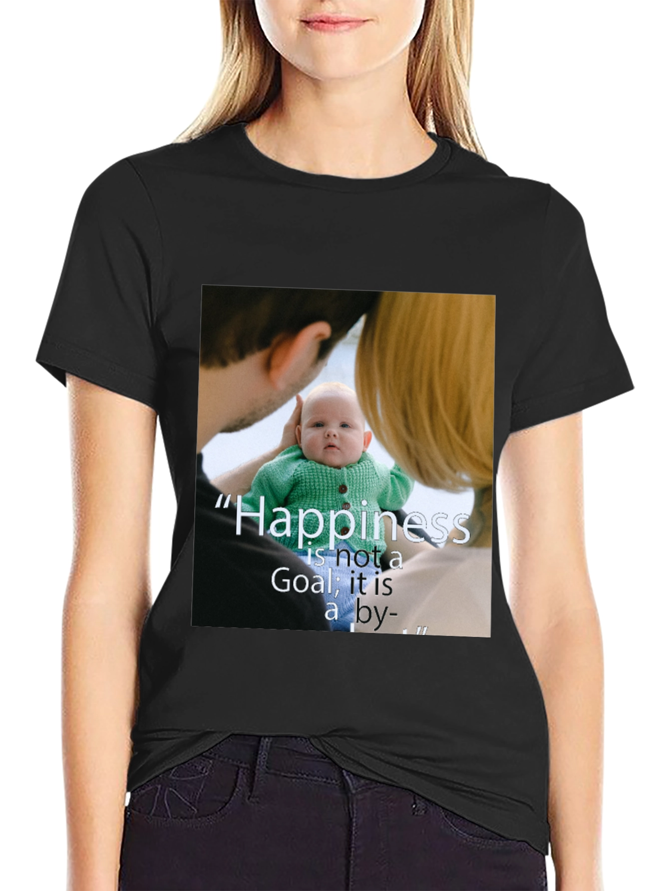 Family Photo Print Black T-Shirt