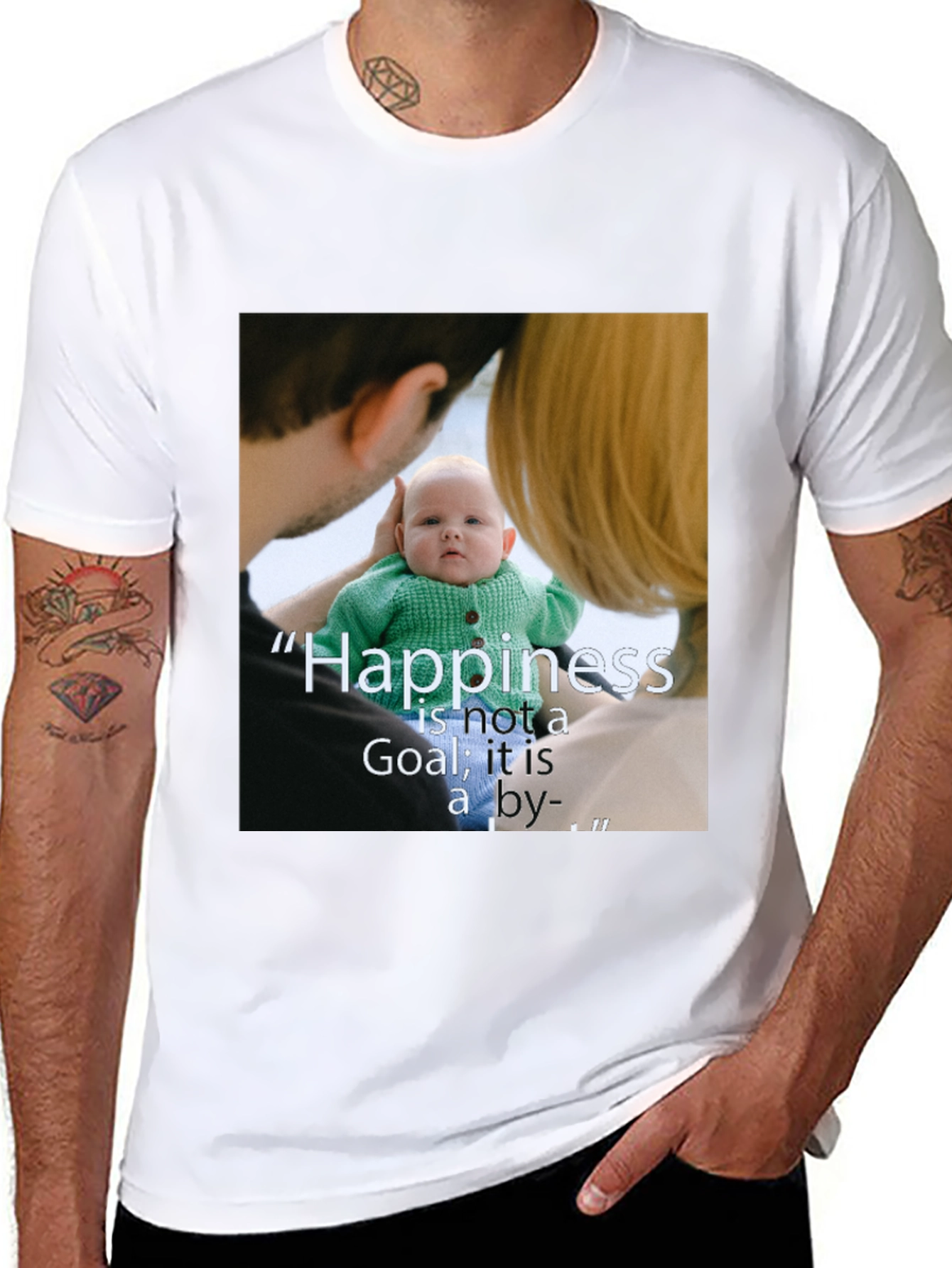 Family Photo Print Black T-Shirt