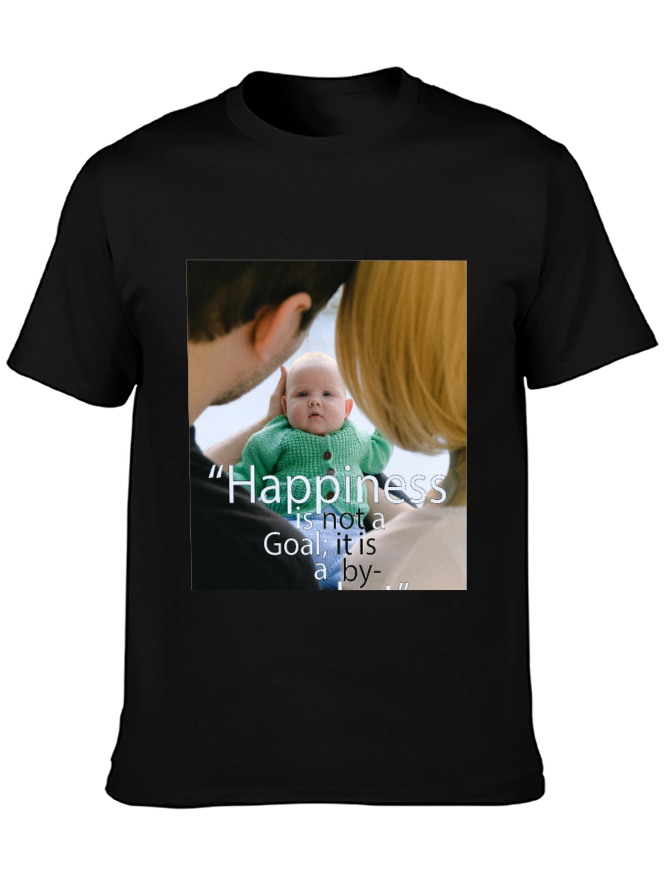 Family Photo Print Black T-Shirt