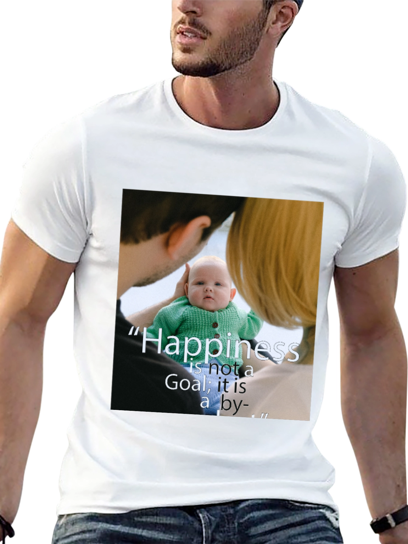 Family Photo Print Black T-Shirt