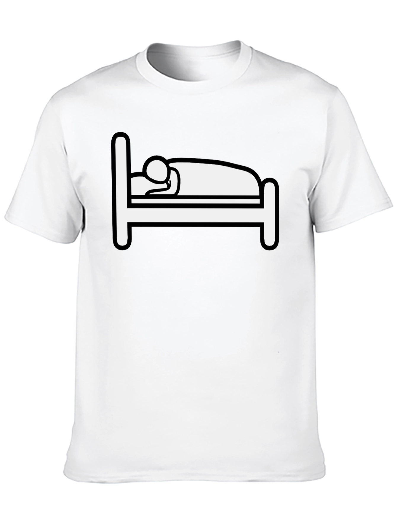 Funny Sleepy Stick Figure Bed Graphic T-Shirt
