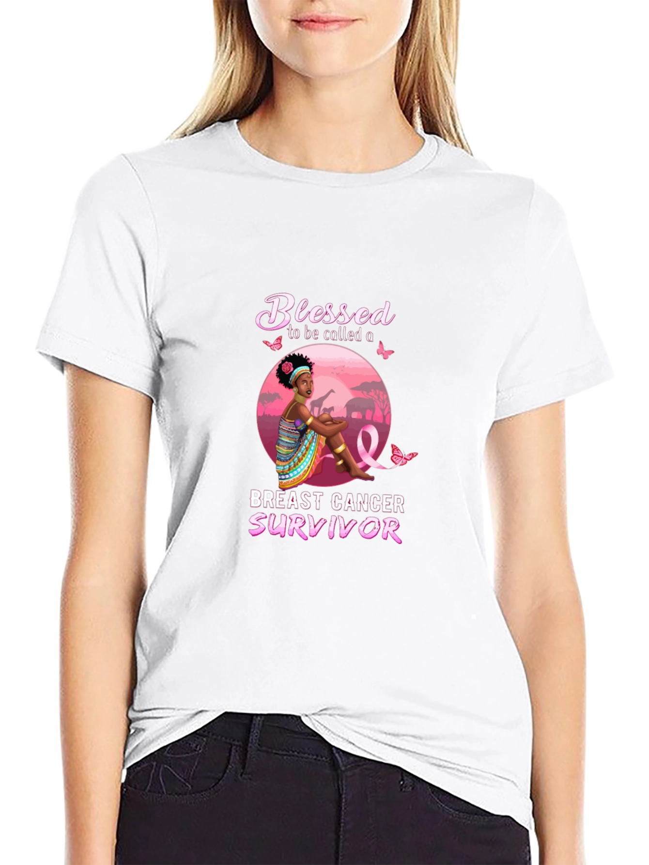 Breast Cancer Survivor T-Shirt - Blessed Design