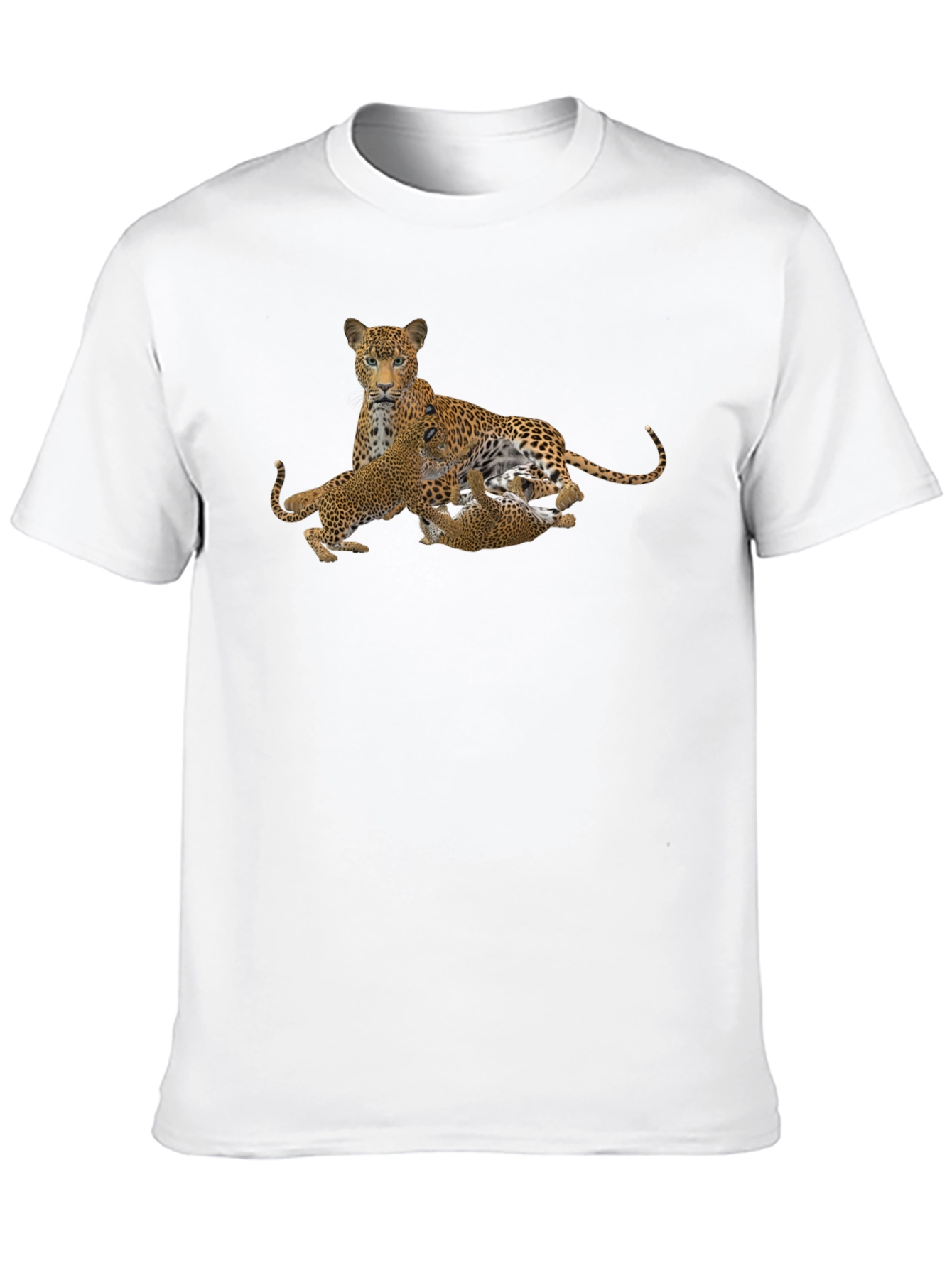 Leopard Family Graphic Tee - Black Cotton Comfort