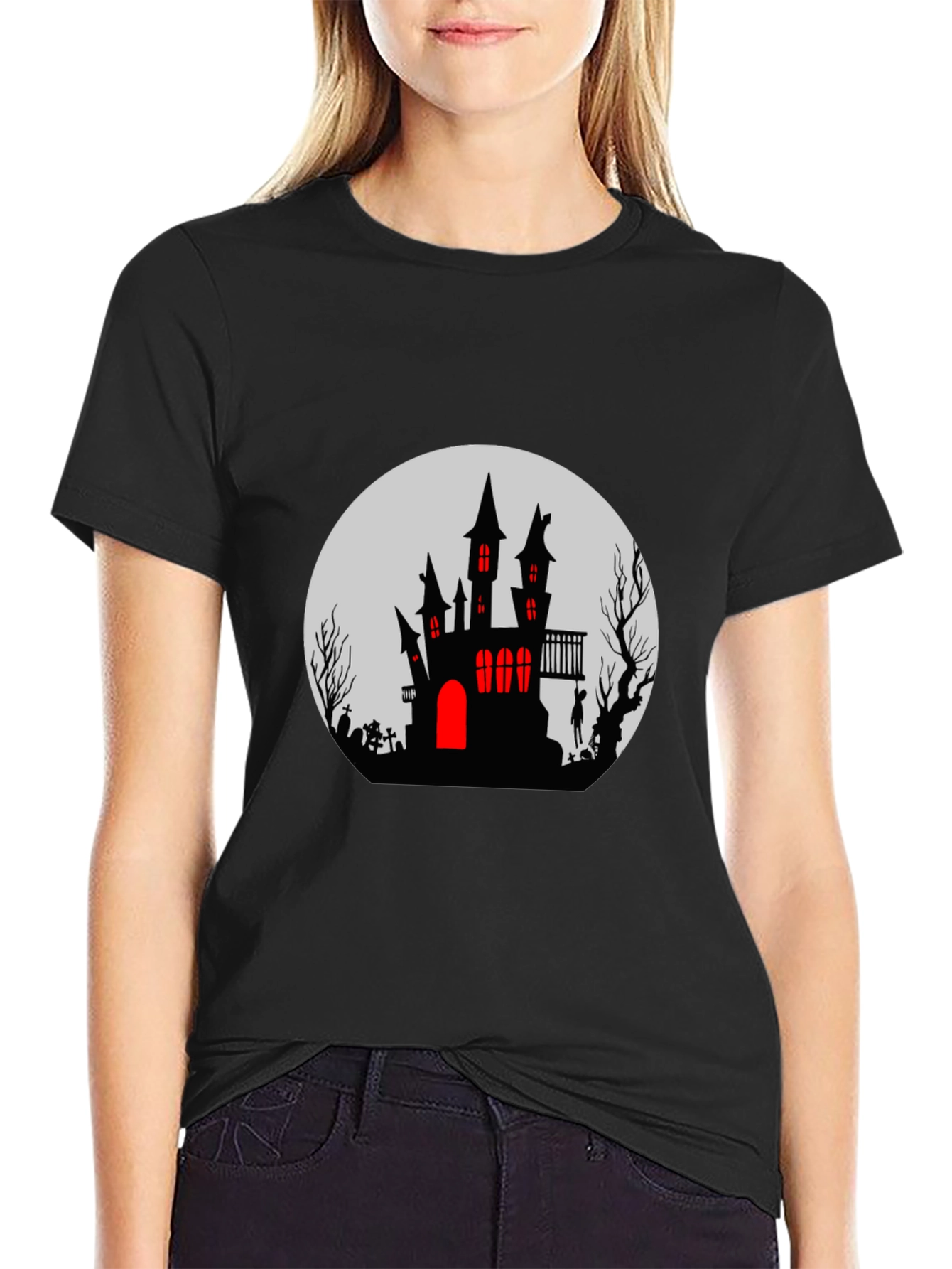 Halloween Haunted House Graphic Tee
