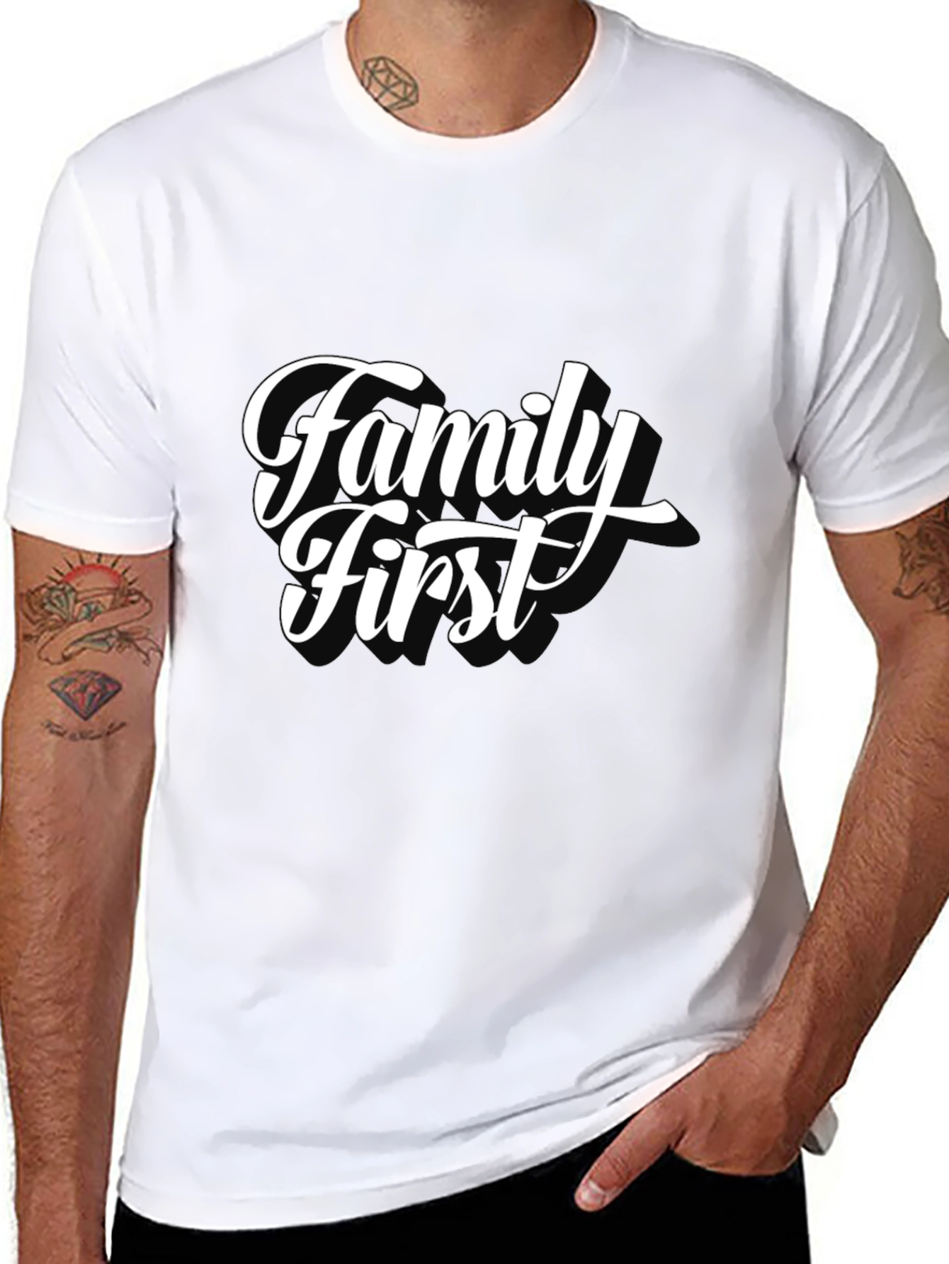 Family First Black T-Shirt - Stylish Casual Wear
