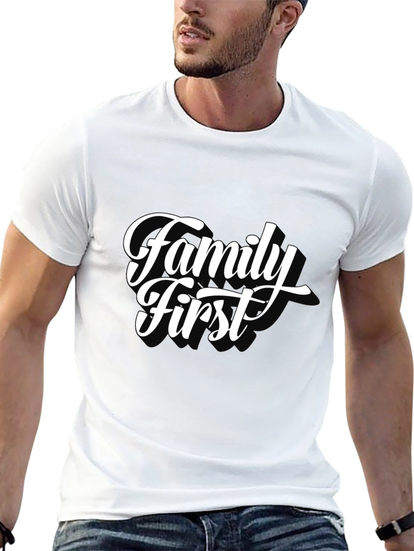 Family First Black T-Shirt - Stylish Casual Wear