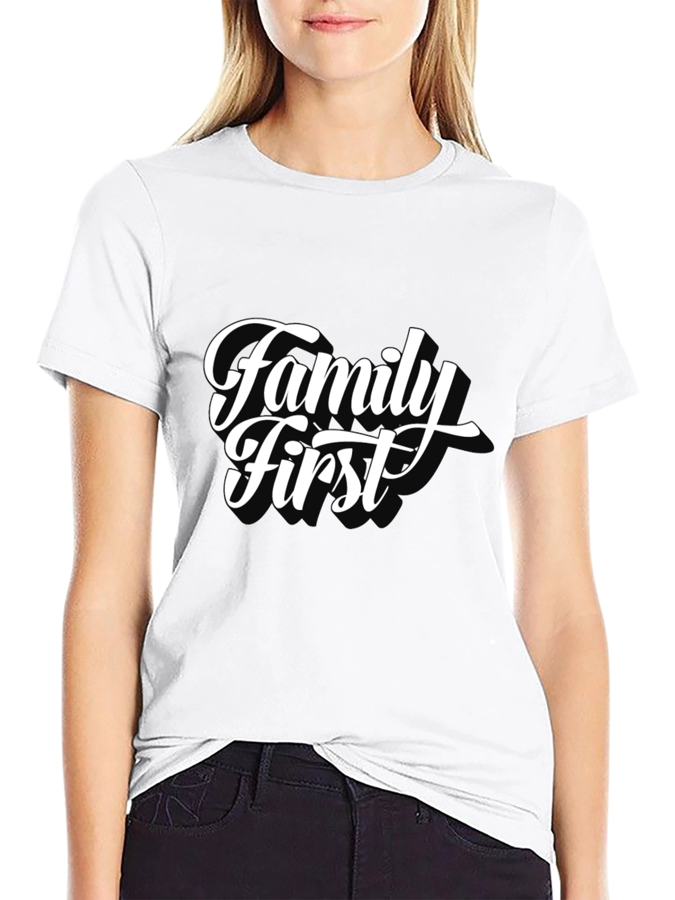 Family First Black T-Shirt - Stylish Casual Wear