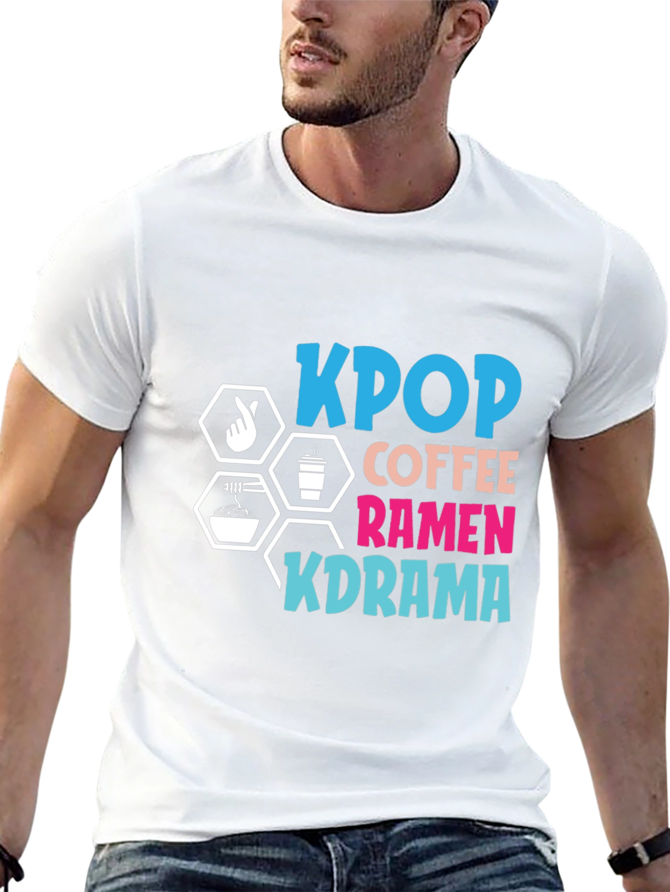 KPOP Coffee Ramen KDRAMA Black T-Shirt