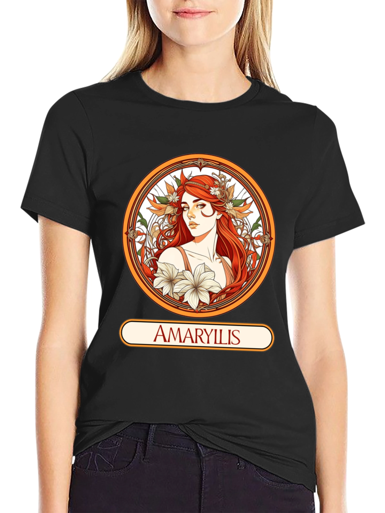 Amaryllis Woman Black T-shirt
