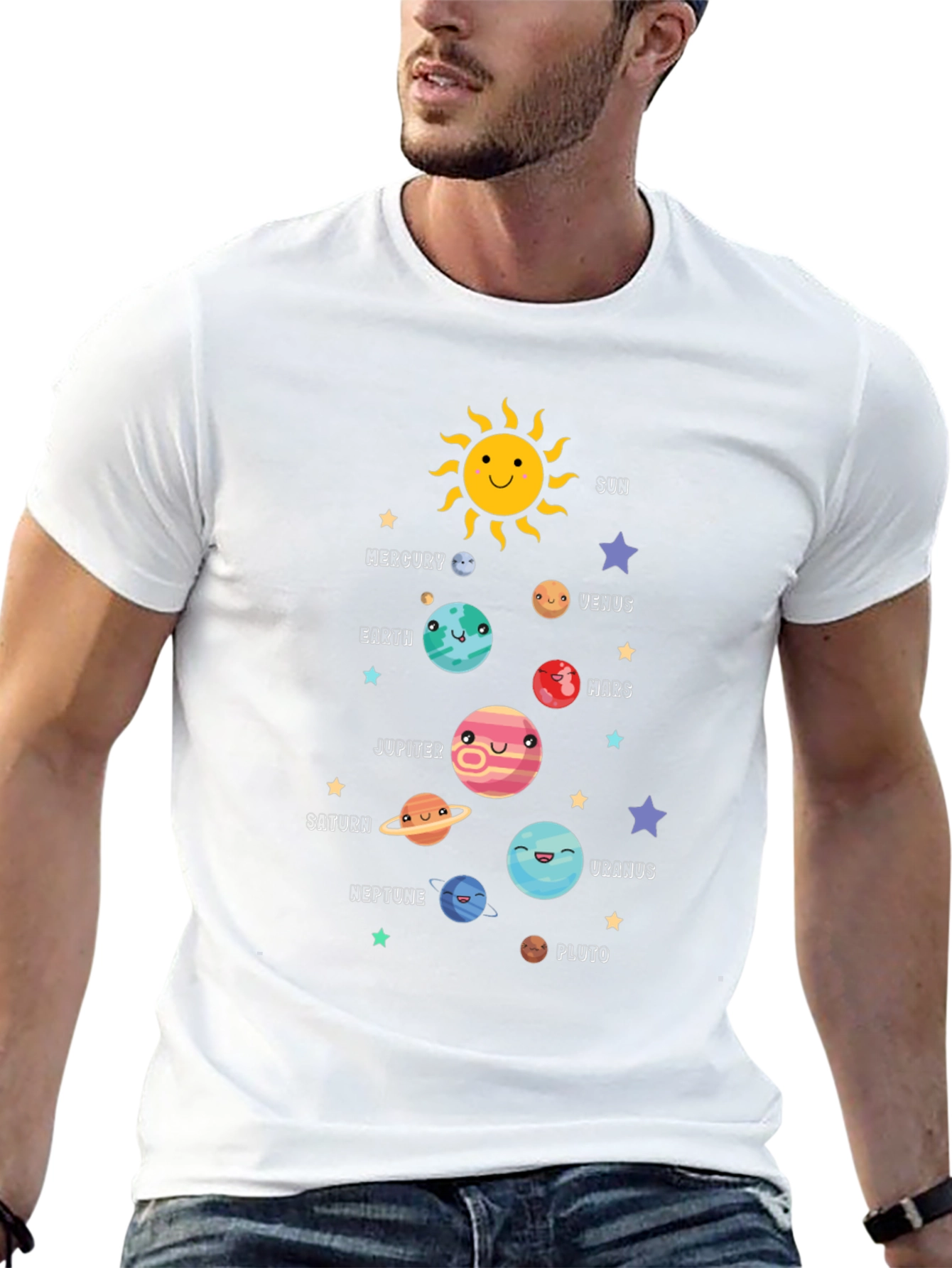 Solar System Planets Graphic Black T-Shirt