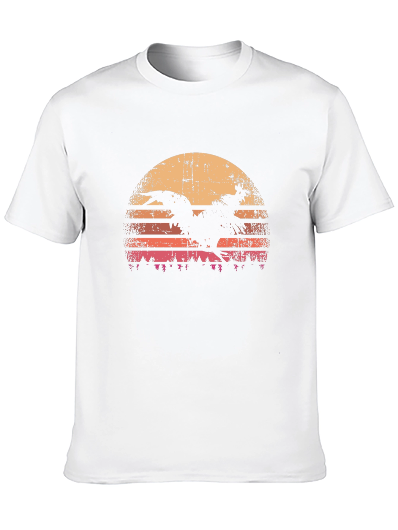 Rooster Sunset Graphic Tee - Retro Style Black T-Shirt