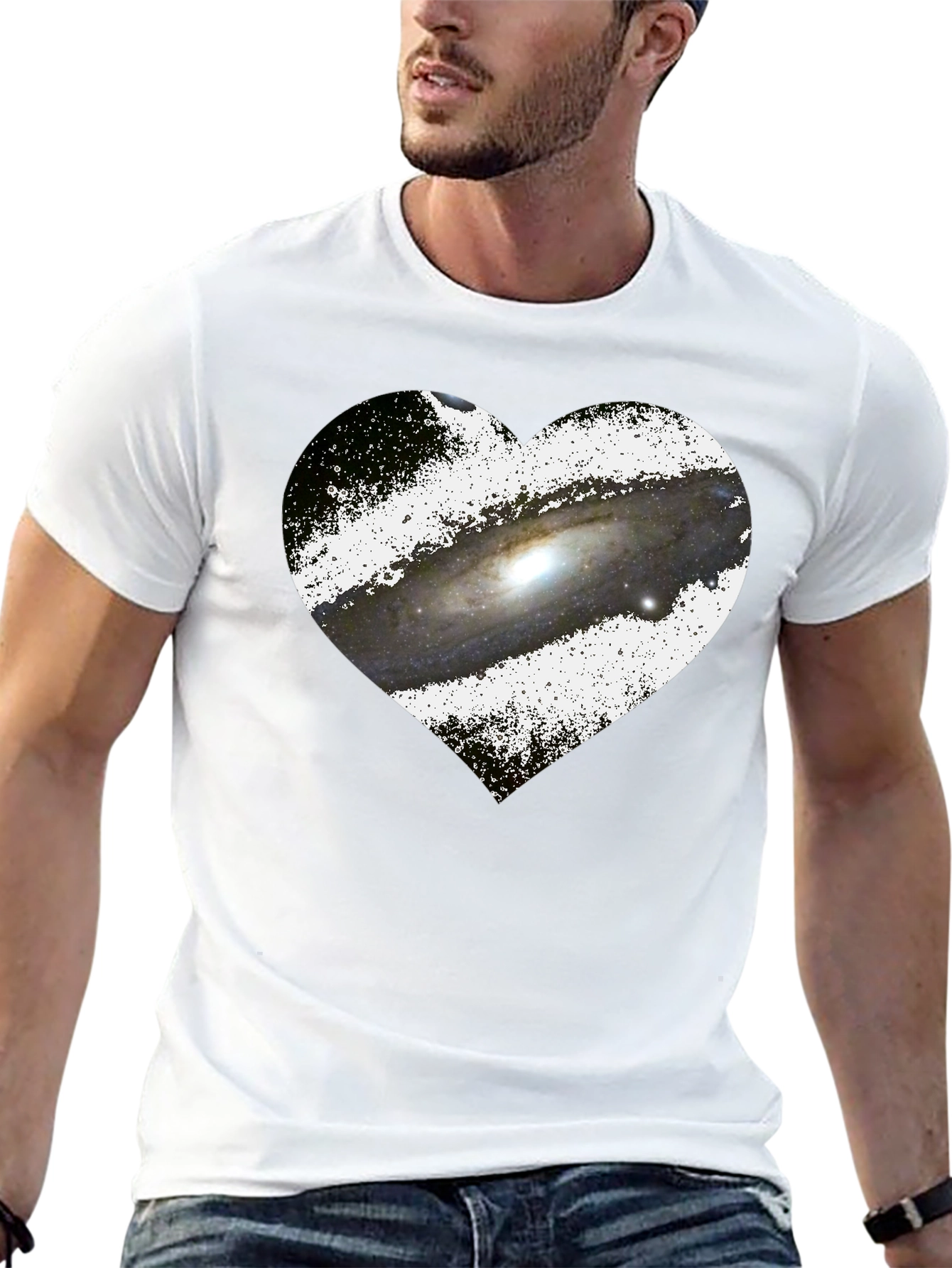 Galaxy Heart Graphic Tee - Stylish Astronomy Lovers T-Shirt