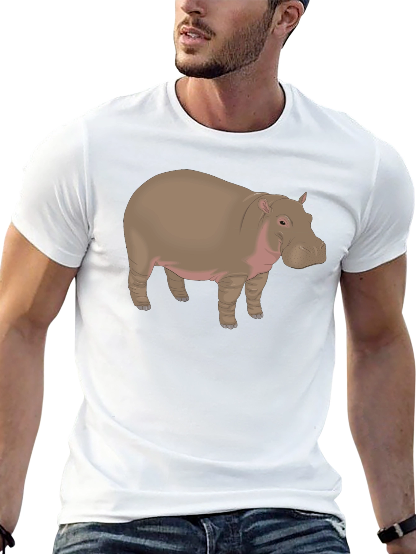 Hippo Graphic Tee - Black Cotton T-Shirt
