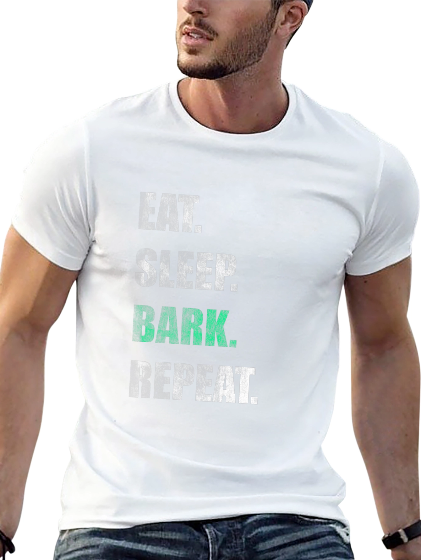 Eat Sleep Bark Repeat Black T-Shirt