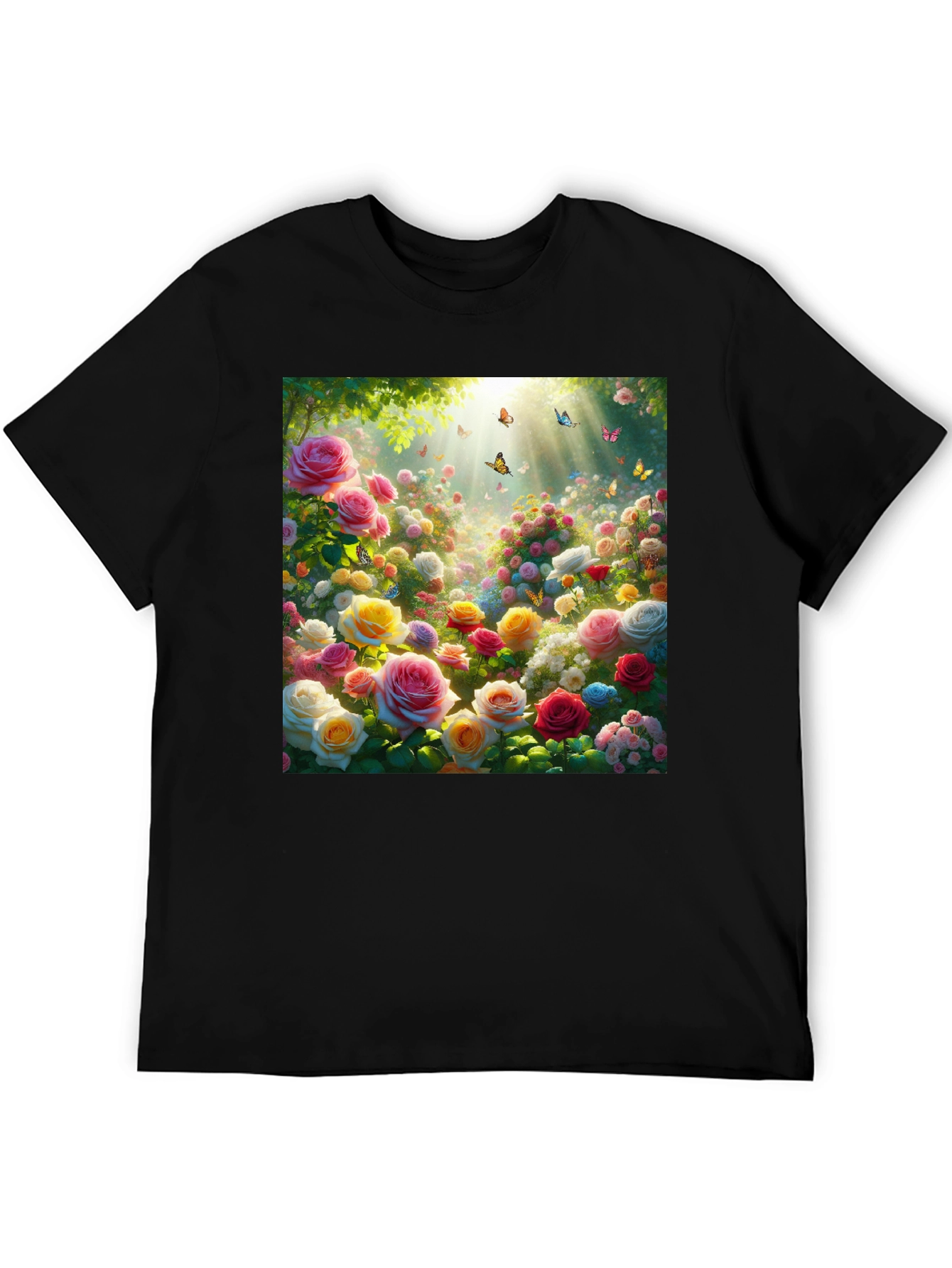 Floral Garden T-Shirt - Roses & Butterflies