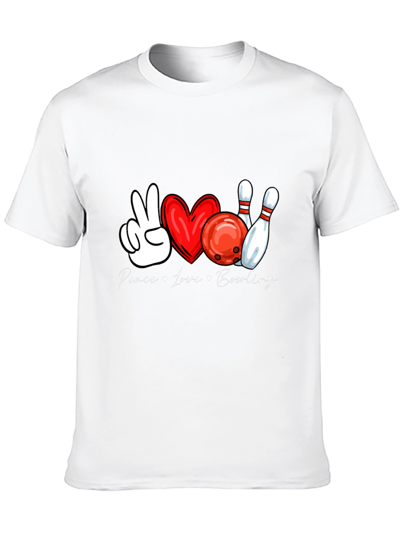 Peace Love Bowling Graphic T-Shirt