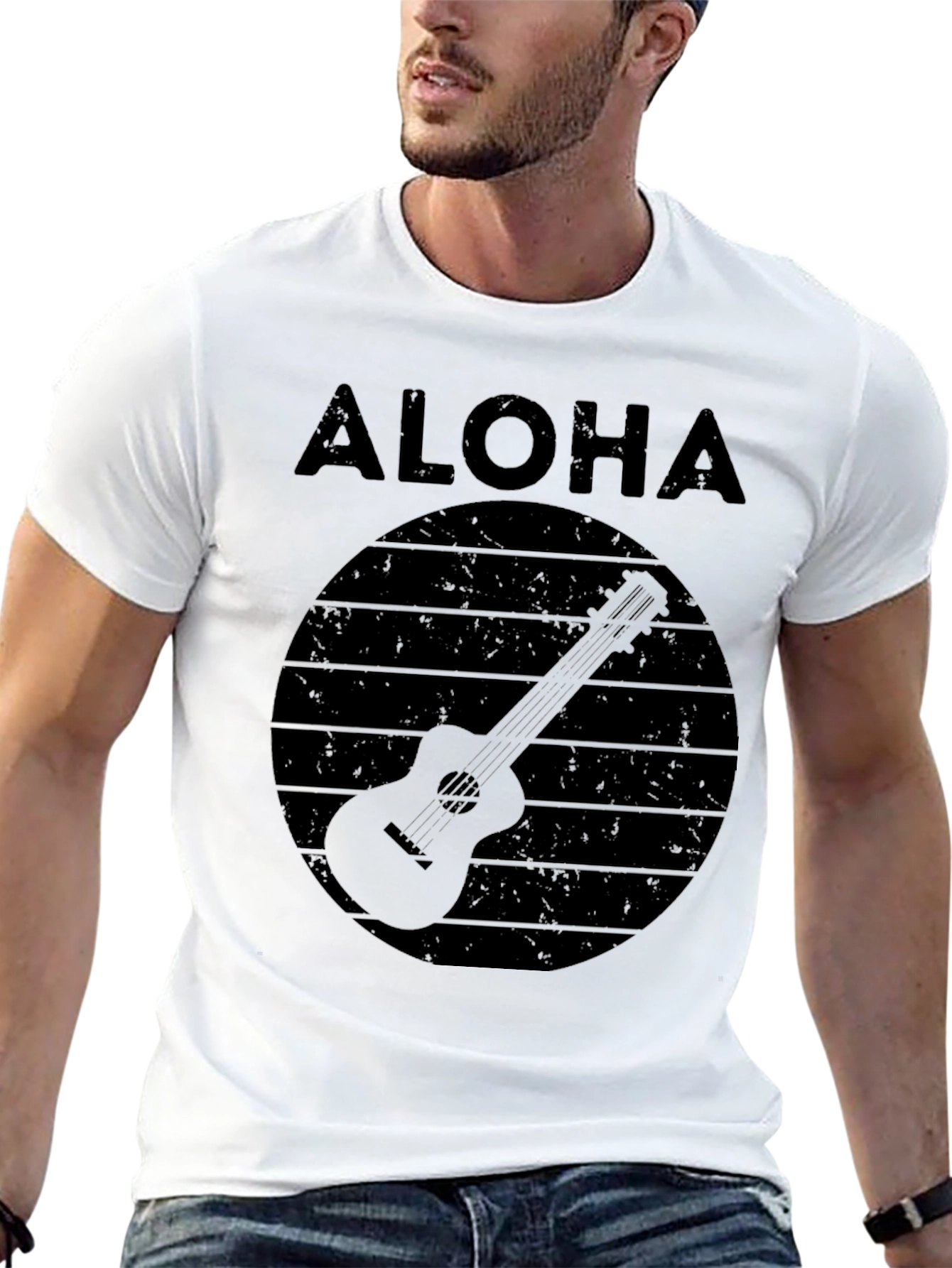 Aloha Ukulele Graphic T-Shirt - Black