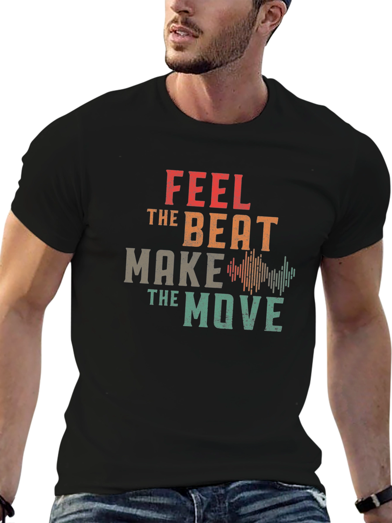 Feel the Beat Graphic T-Shirt - Black