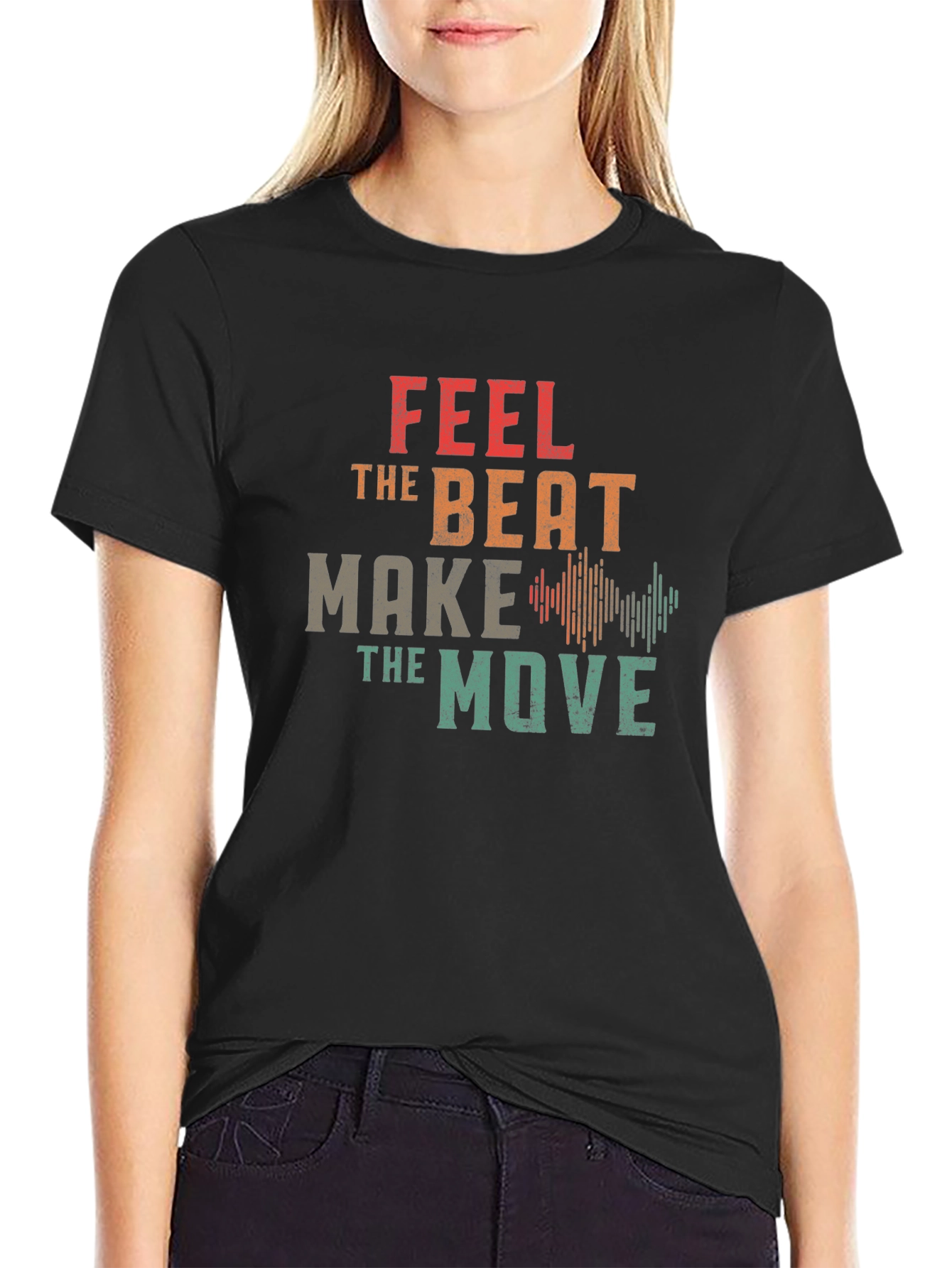 Feel the Beat Graphic T-Shirt - Black