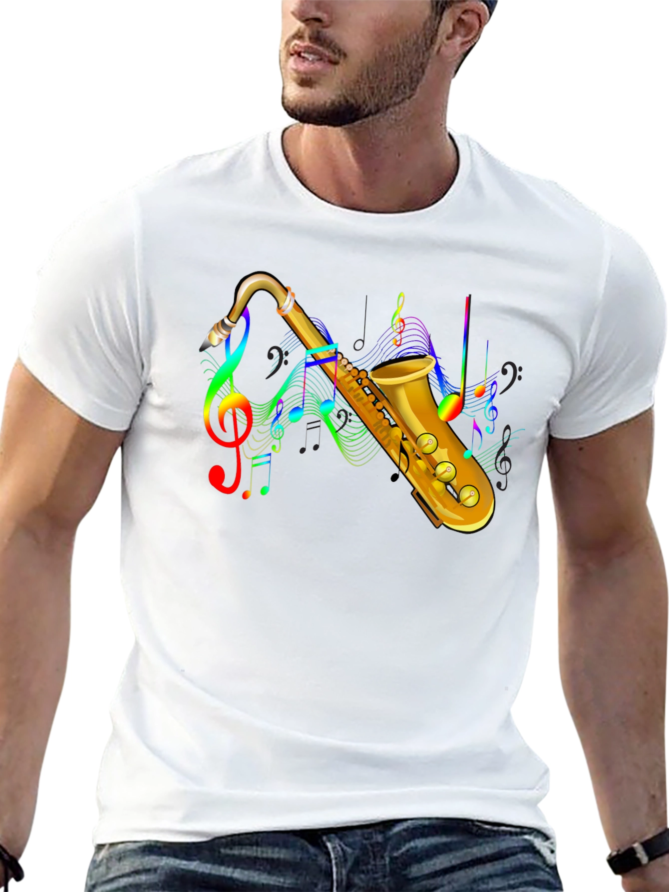 Saxophone Music Notes Graphic T-Shirt