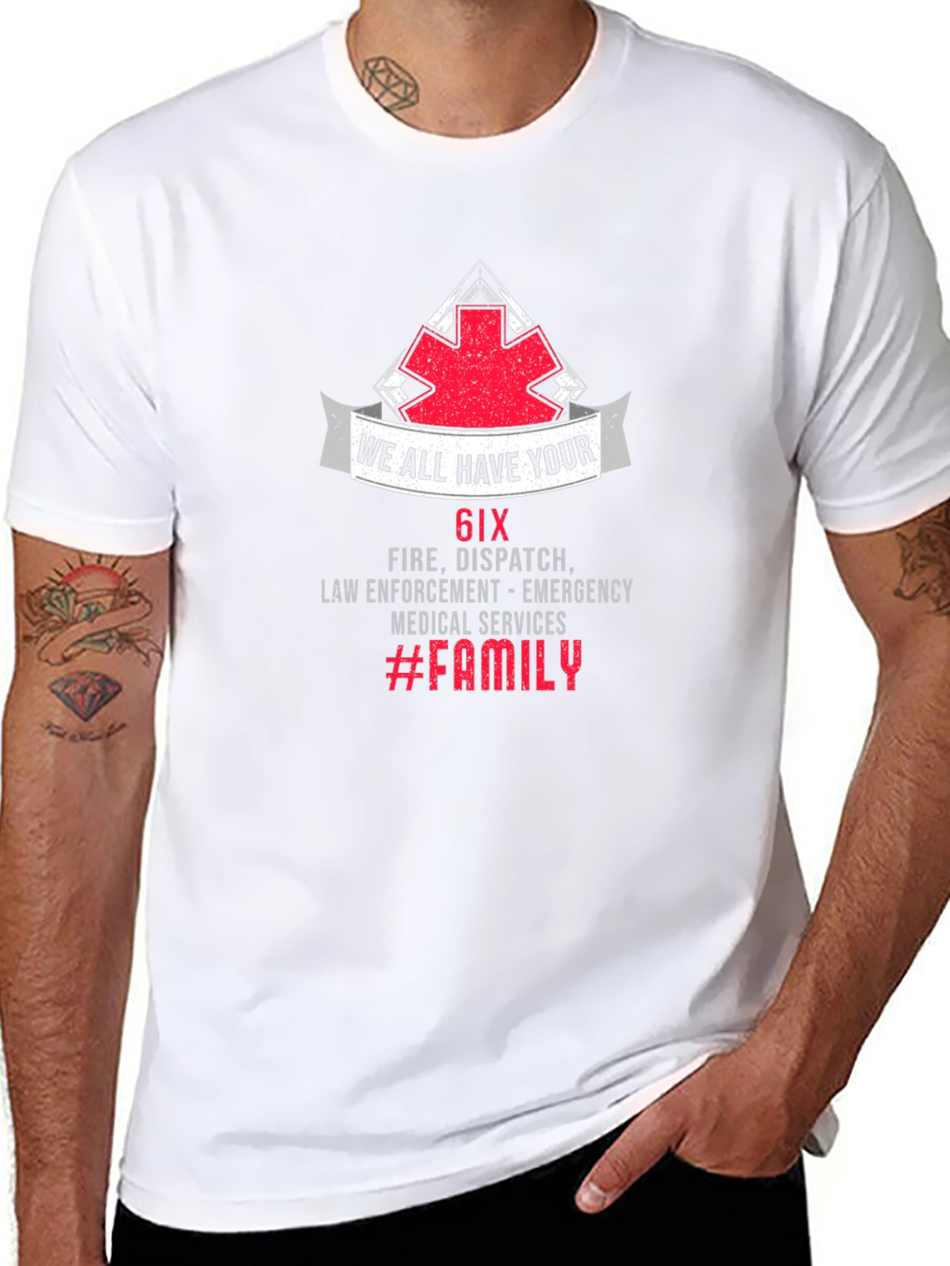 6IX Fire Dispatch Emergency Services Black T-Shirt