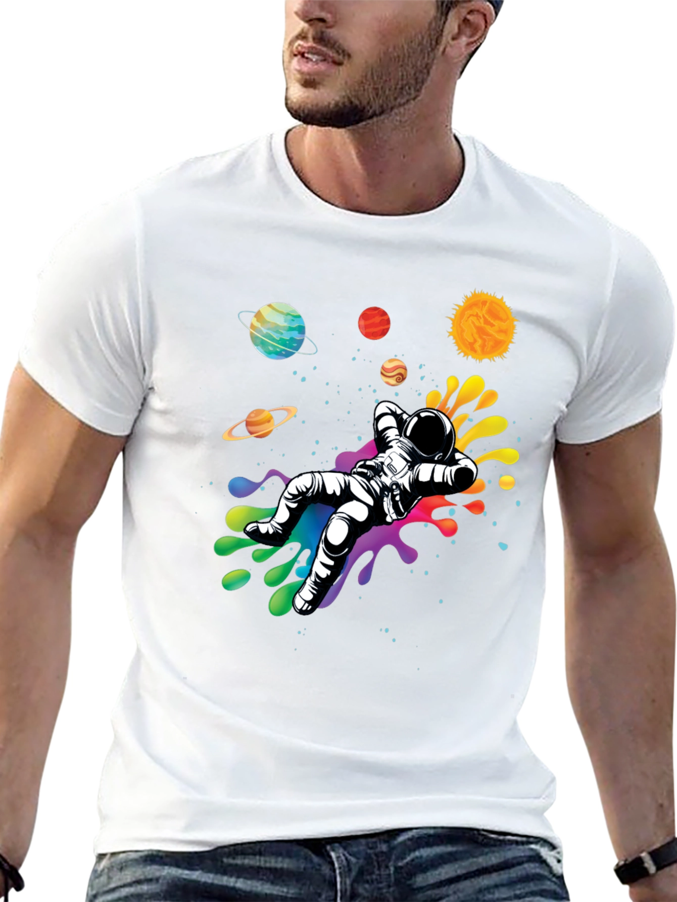 Astronaut in Space T-Shirt - Galaxy Design