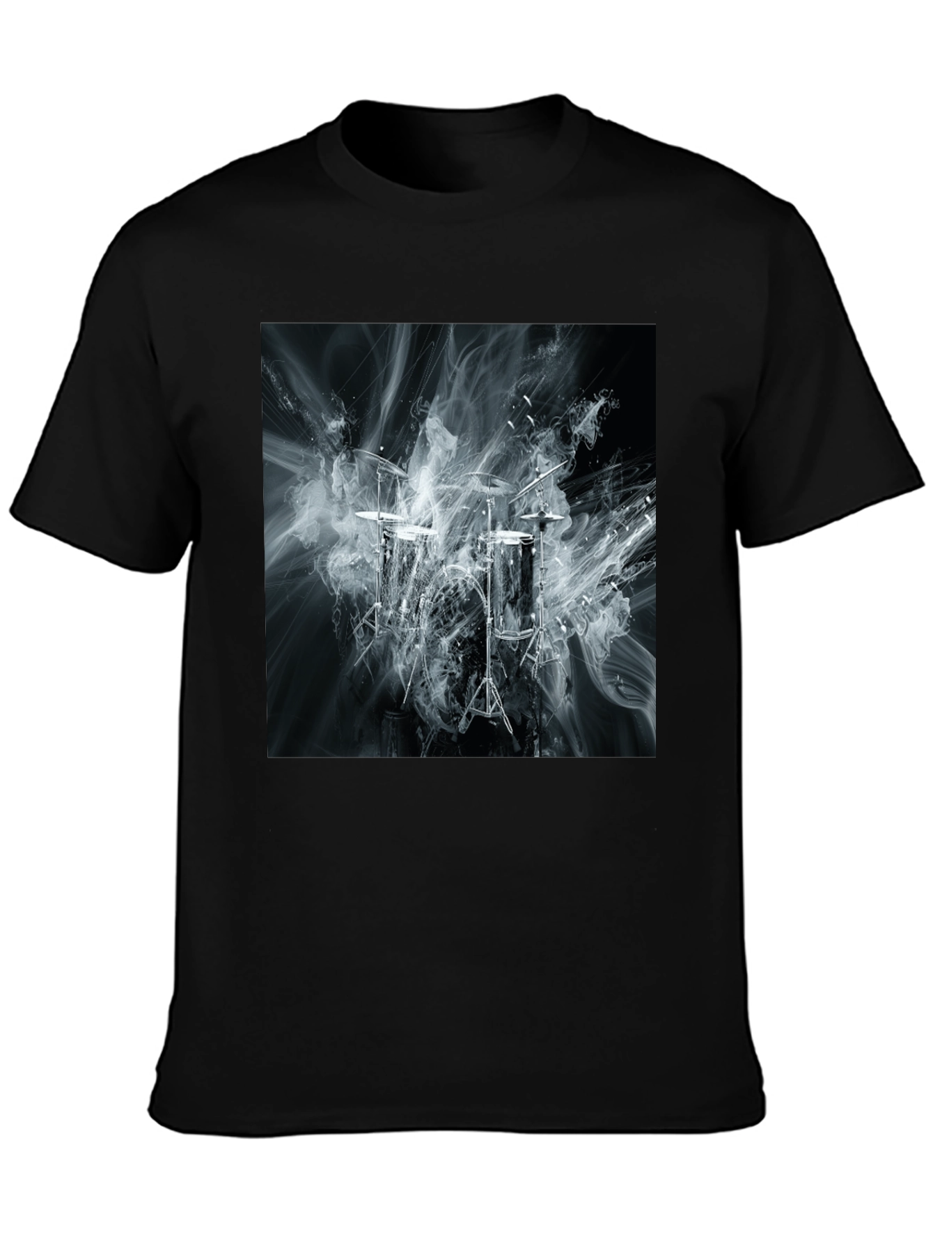 Abstract Smoke Drums Black T-Shirt