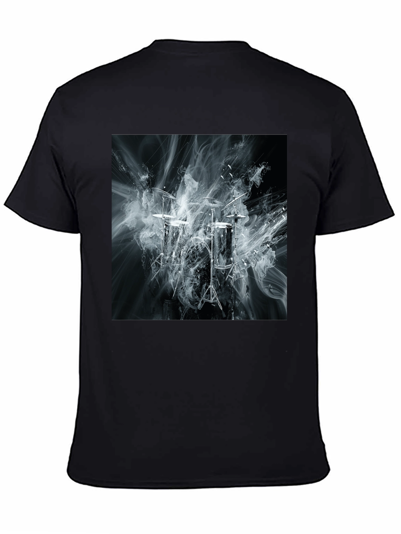 Abstract Smoke Drums Black T-Shirt
