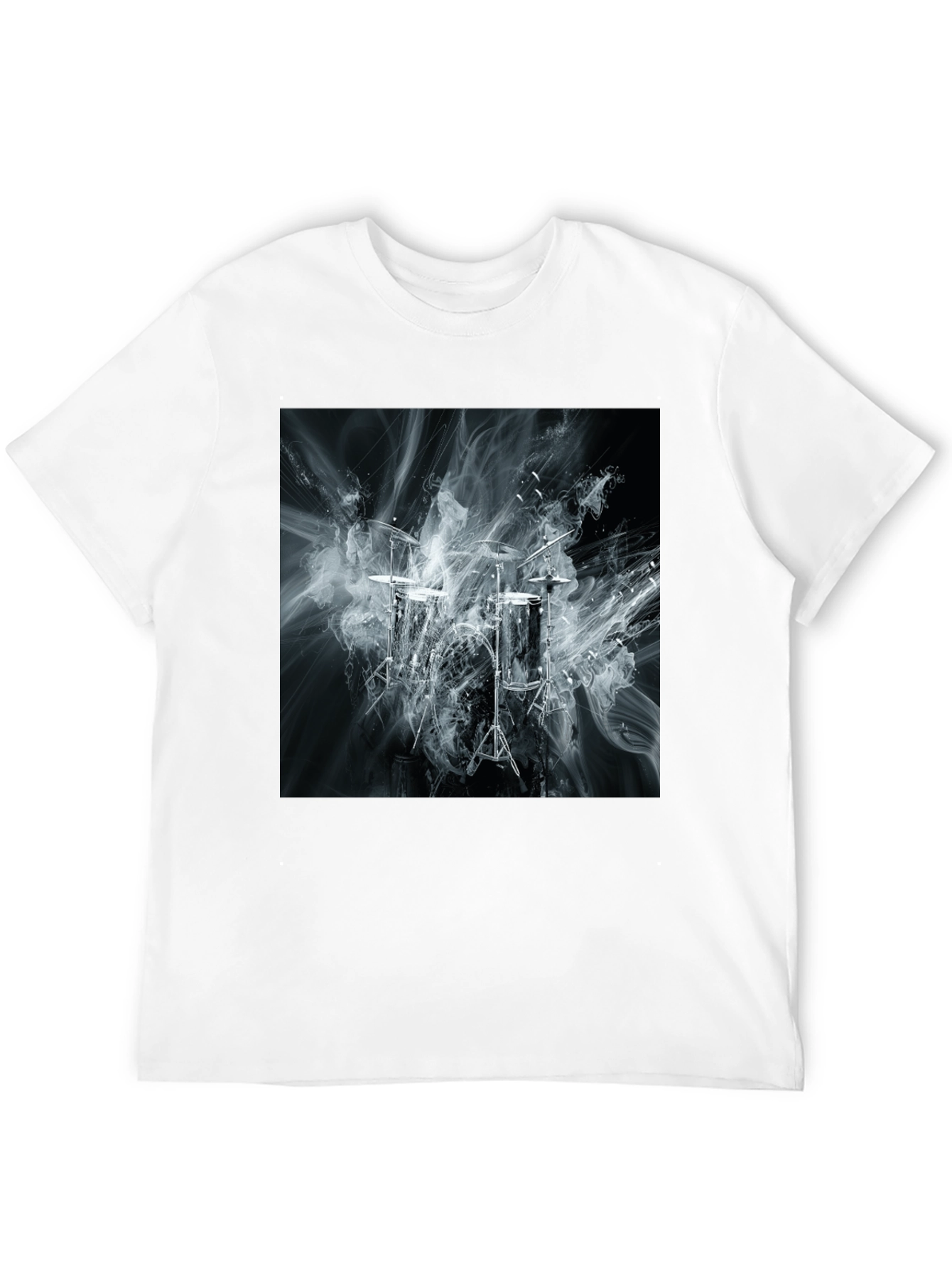 Abstract Smoke Drums Black T-Shirt