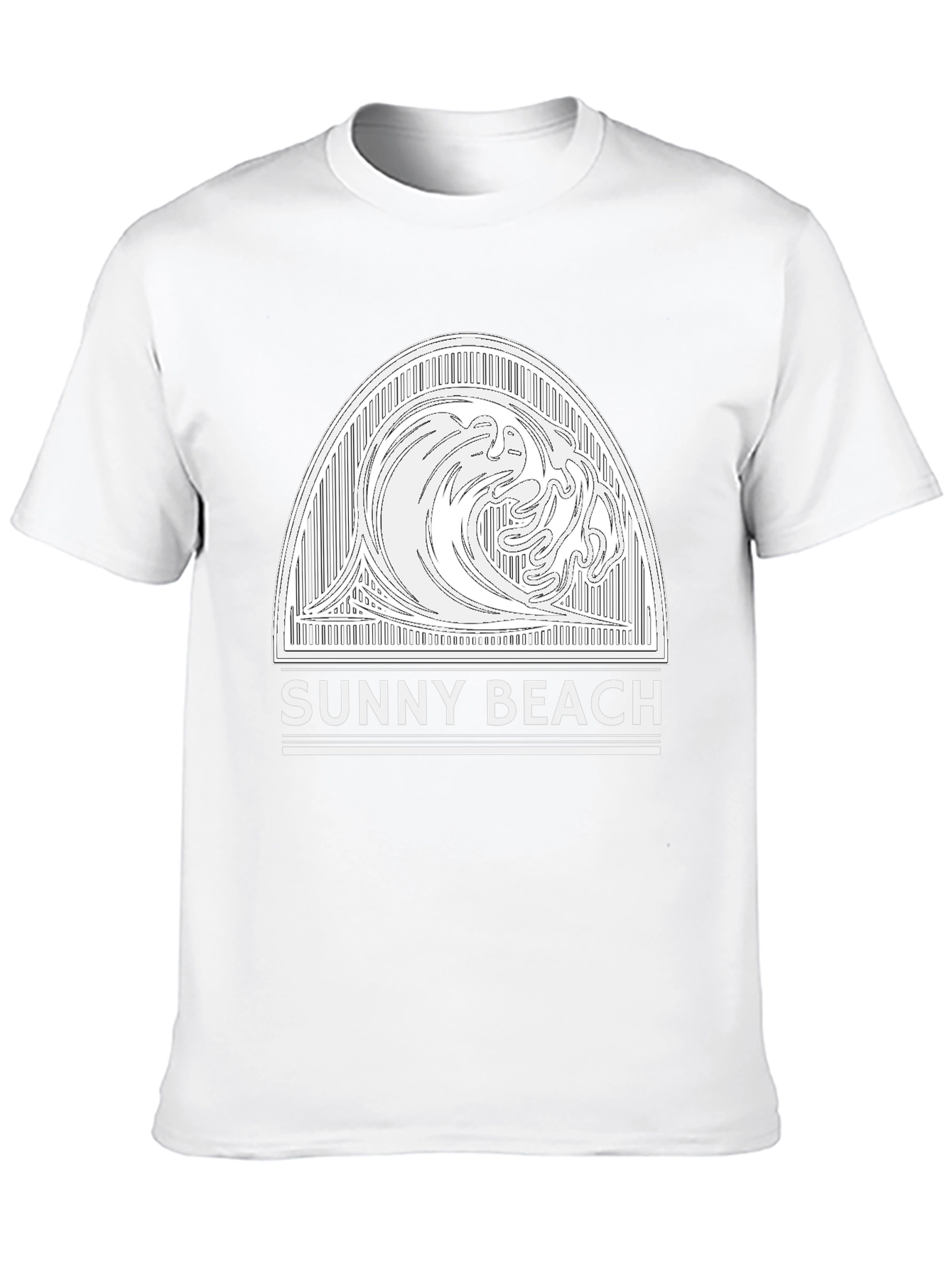 Sunny Beach Wave Graphic Tee - Black Cotton T-Shirt